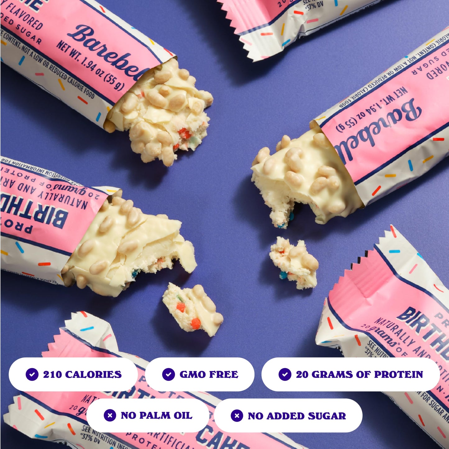 Barebells Protein Bars Birthday Cake - 12 Count, 20g High Protein Treats - Chocolate Nutrition Bar with 1g Total Sugars - On-The-Go Breakfast or Post-Workout Snack