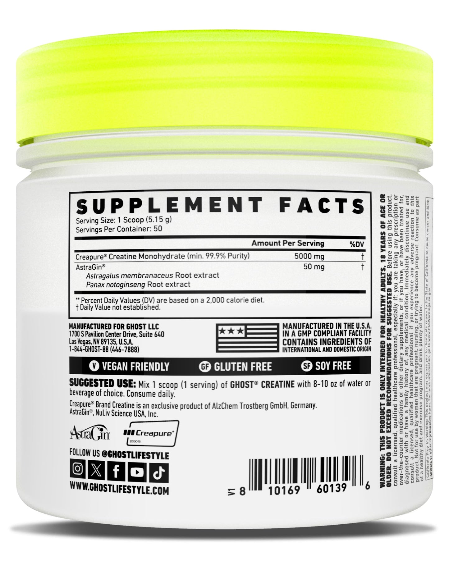 GHOST Basics Creatine Powder, 50 Servings, 9.1 Oz