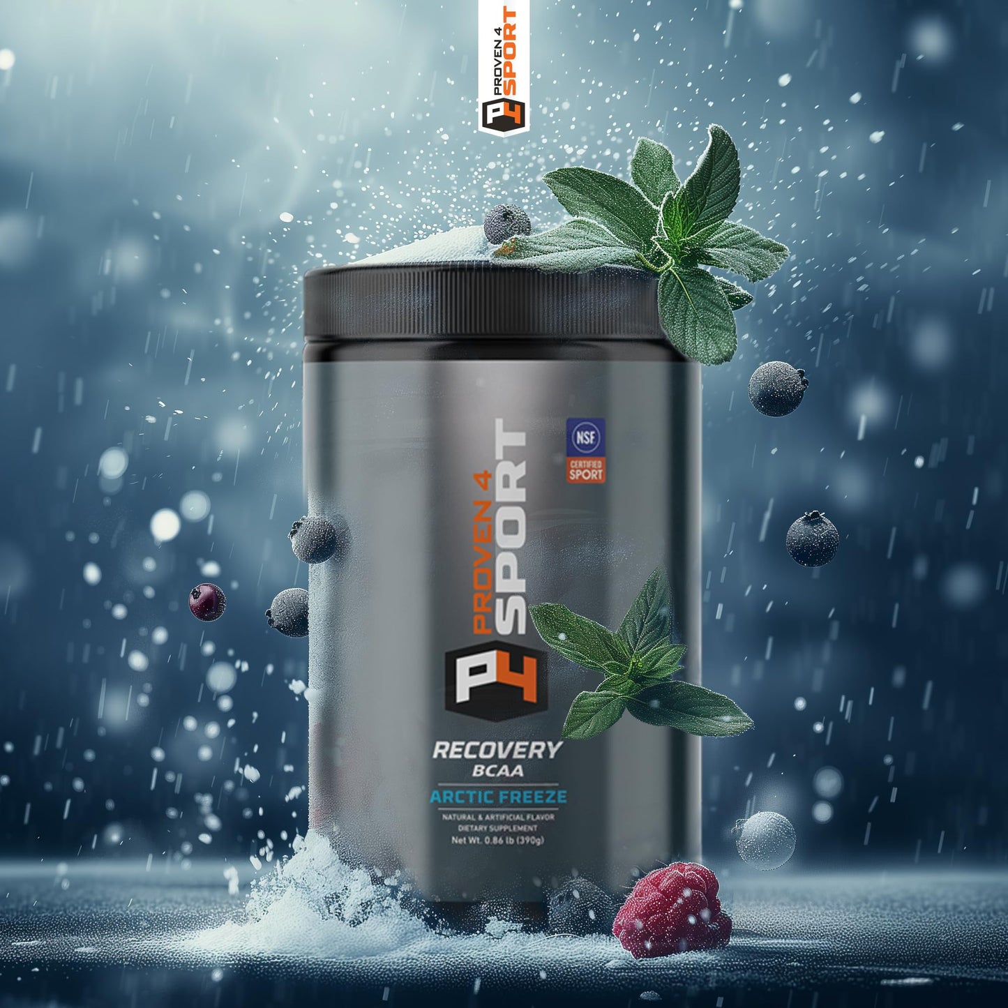 Proven4 Bcaa Post Workout Recovery Powder - NSF Certified for Sport Muscle Recovery Supplements with Electrolytes and Amino acids Powder Arctic Freeze Flavor 30 Servings
