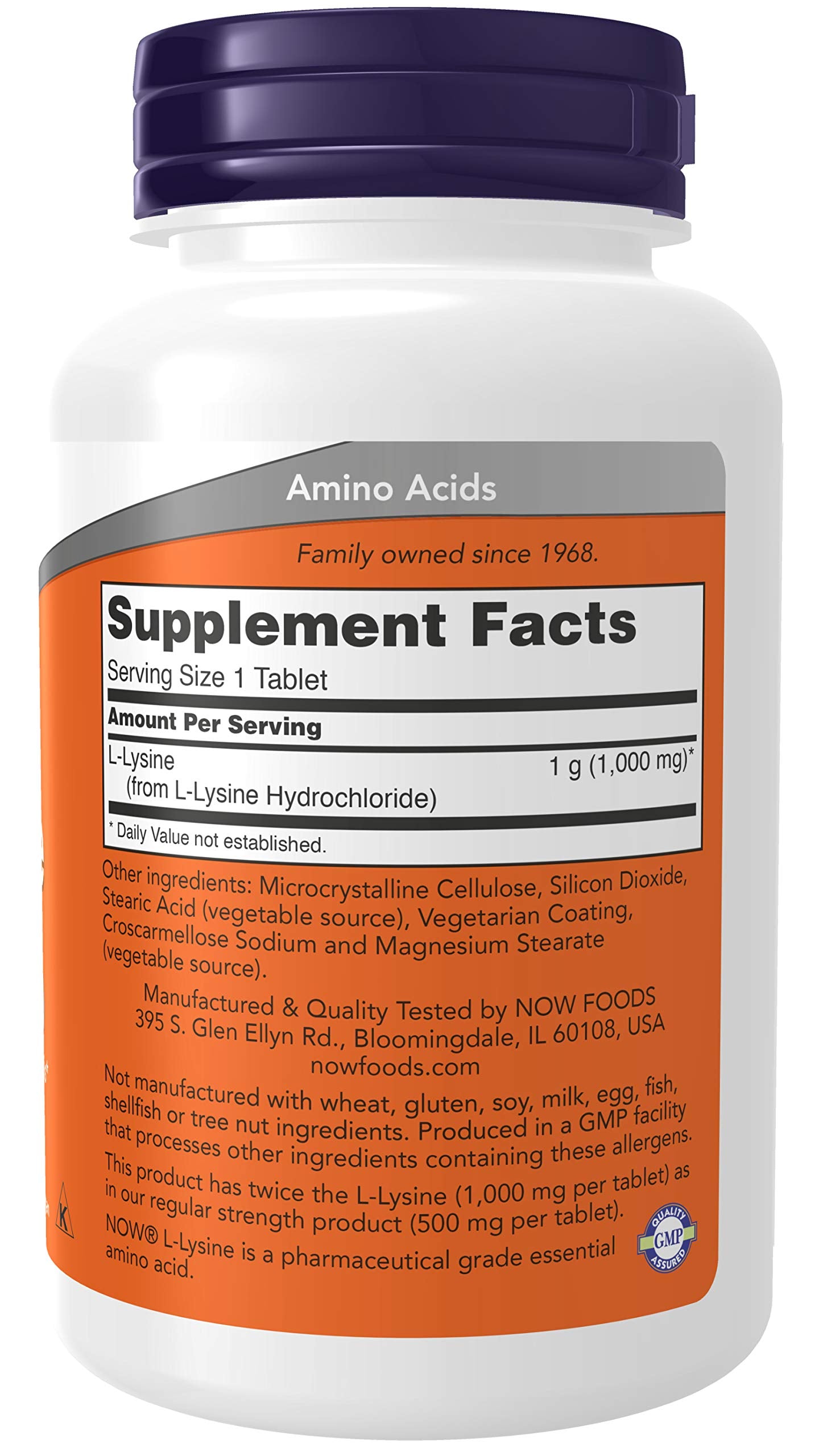 Now Foods L-Lysine 1000 mg Double Strength - 100 Tabs 3 Pack