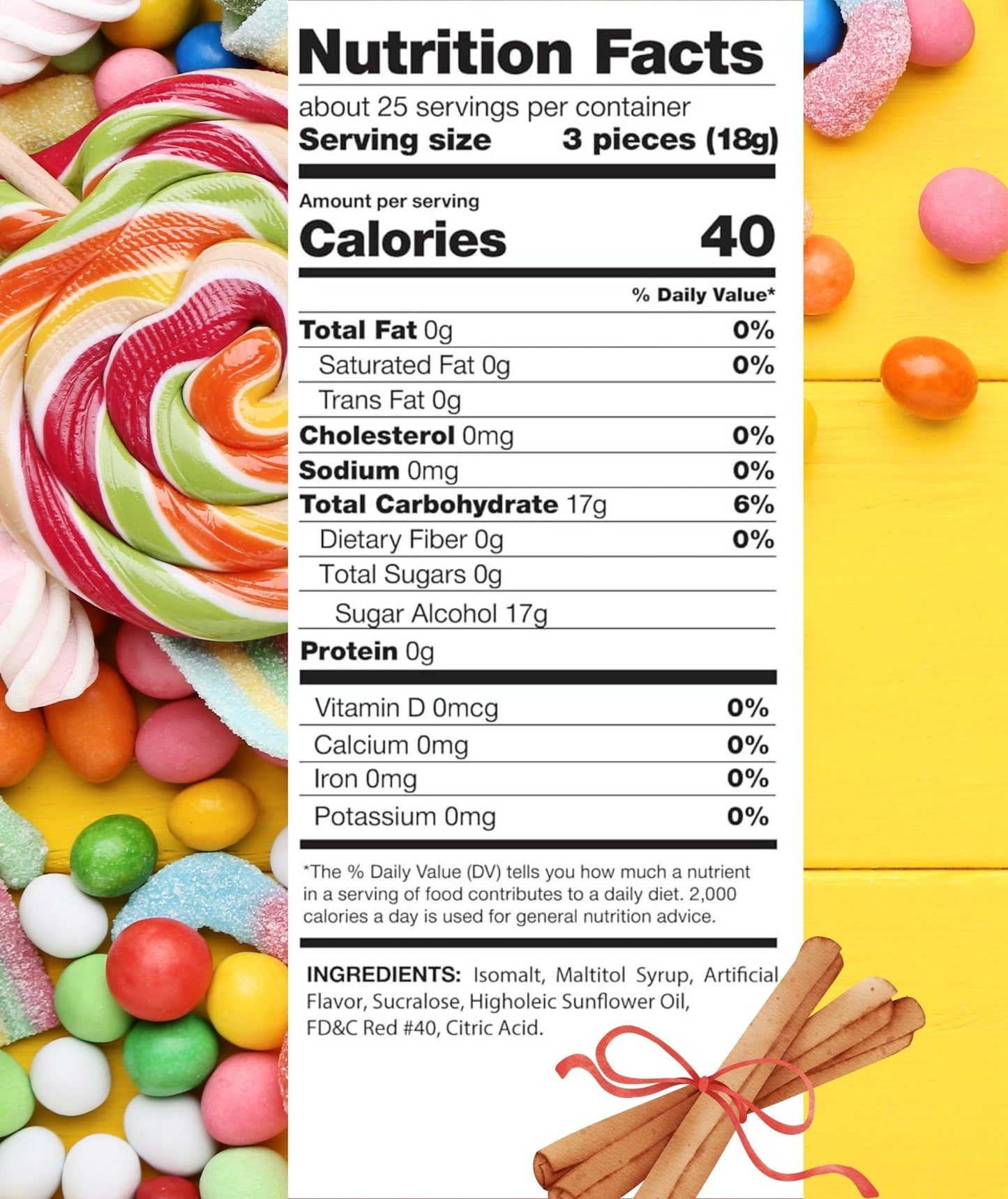Sweetaholic Sugar Free Cinnamon Candy 6 Pounds Individually Wrapped Candy Zero Sugar Best for Diabetic Adults Low Calorie