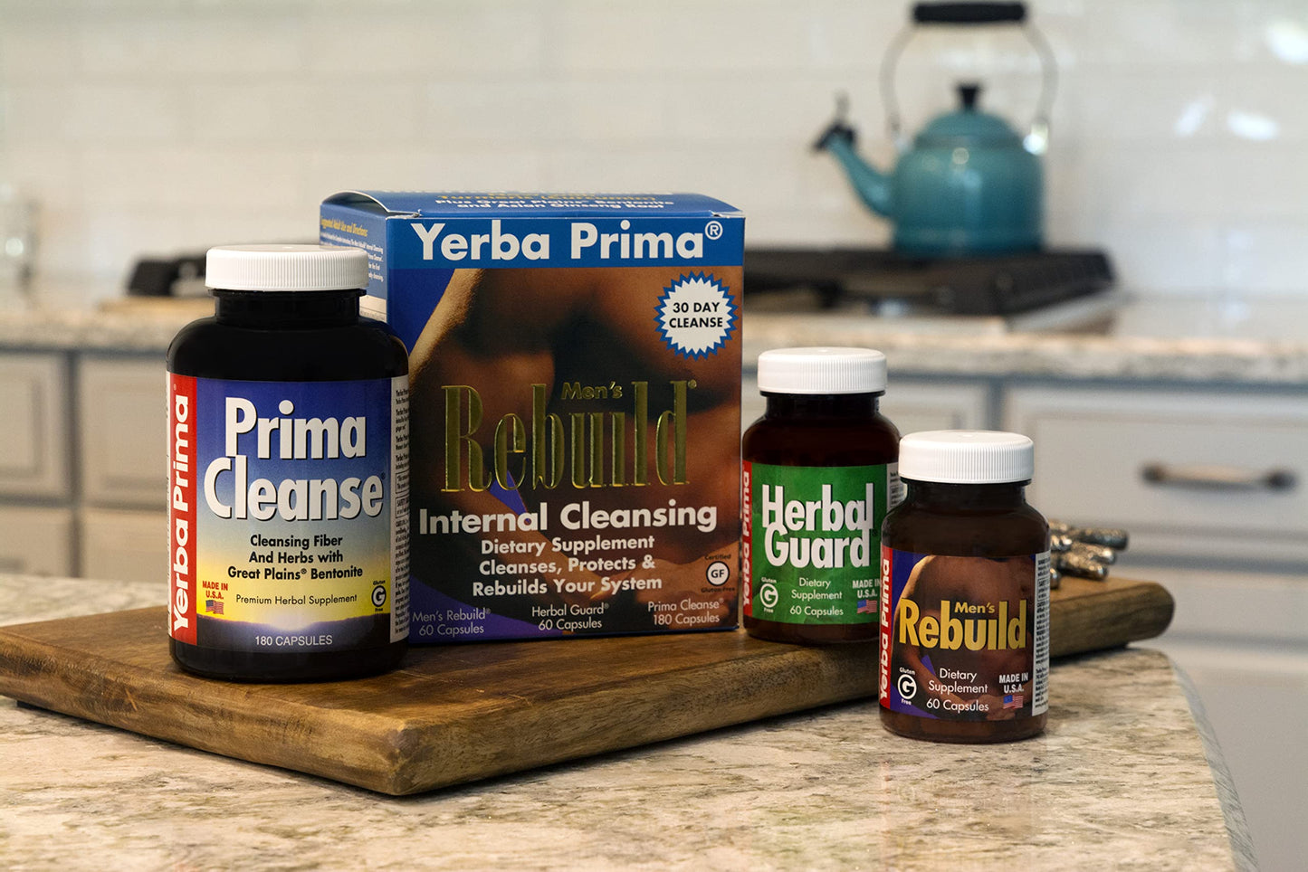 Yerba Prima Men's Rebuild Cleansing Program Box - Thirty Day Internal Cleanse for the Whole Body - Made Gentle With Ultra-Absorbent Bentonite Clay & Psyllium for Regularity Support