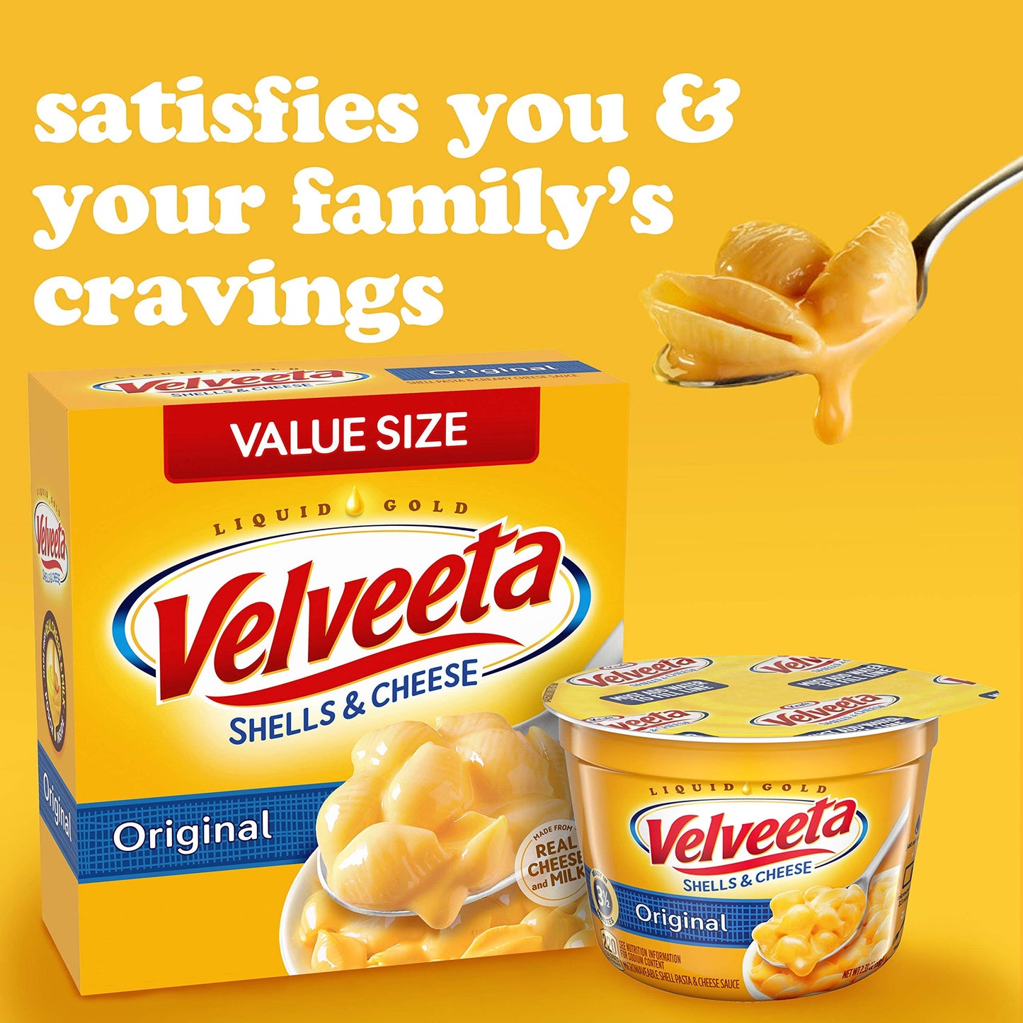Velveeta Shells Cheese Original Shell Pasta Cheese Sauce Value Size Meal 24 oz Box