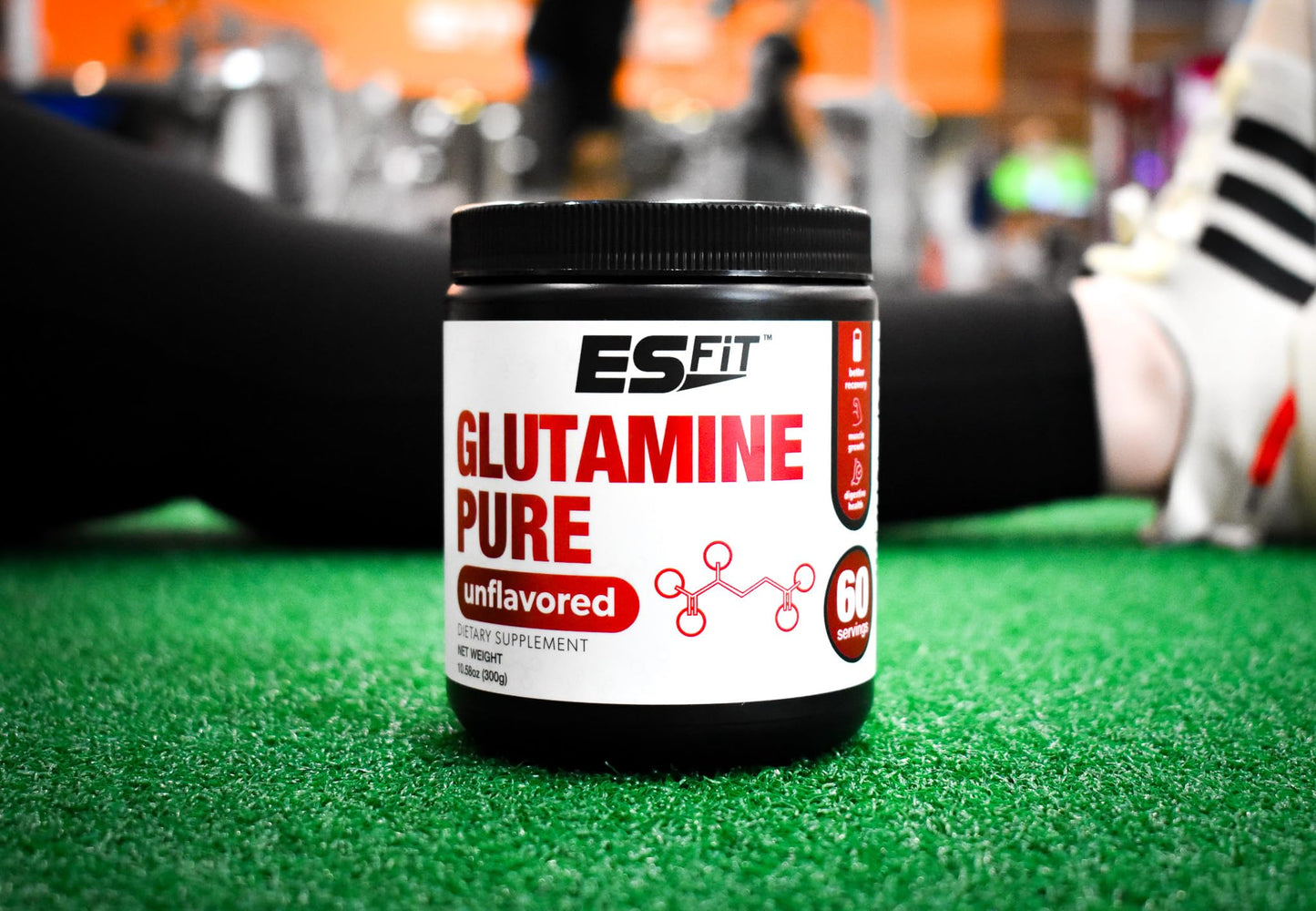 ES FIT Glutamine Powder | 5000mg - 60 Servings | Post Workout Recovery Drink | No Artificial Colors or Flavors