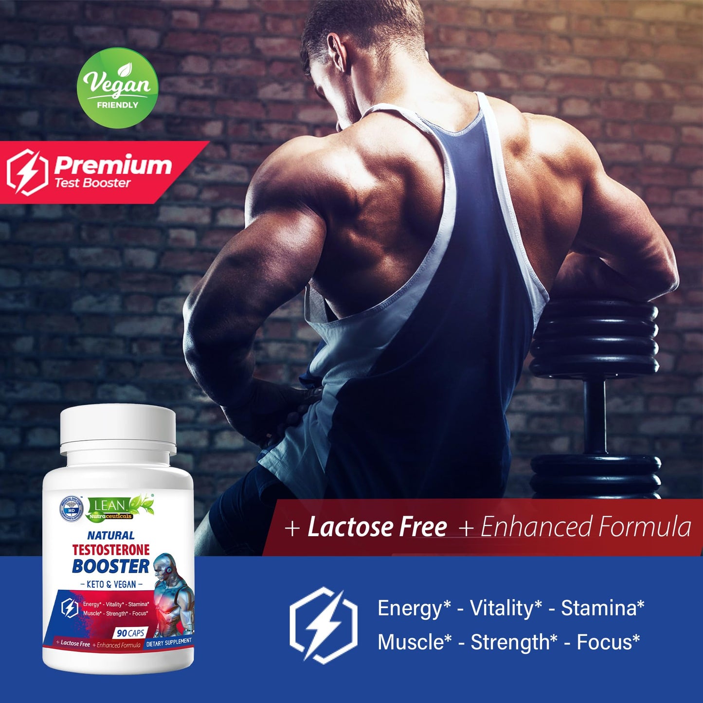 Testosterone Booster for Men, Keto Vegan, Total Male Test Supplement, Tongkat Ali Horney Goat Weed Tribulus Terrestris D Aspartic Acid Boron Plus Zinc DHEA, Enhance Max Mood Build Muscle Pills 90 Caps