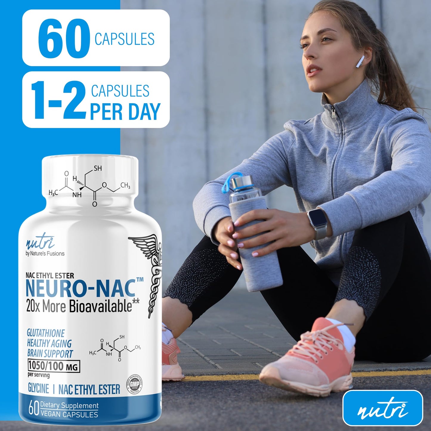 Nature's Fusions Neuro NAC Supplement N-Acetyl Cysteine Ethyl Ester (Pack of 2)- 20x More Bioavailable Than NAC 600 mg - Boost Glutathione 10x More Than Liposomal Glutathione - 120 Capsules