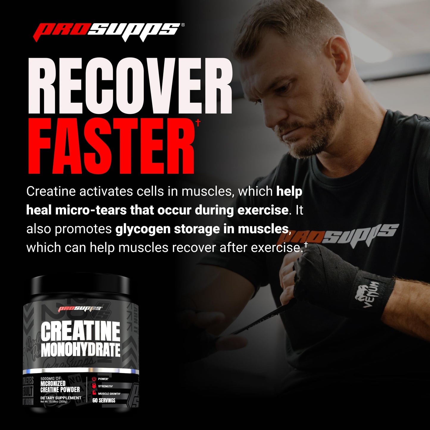 PROSUPPS Creatine Monohydrate Powder - 100% Pharmaceutical Grade Micronized Supplement for Muscle Growth and Recovery (5,000mg, 60 Servings)