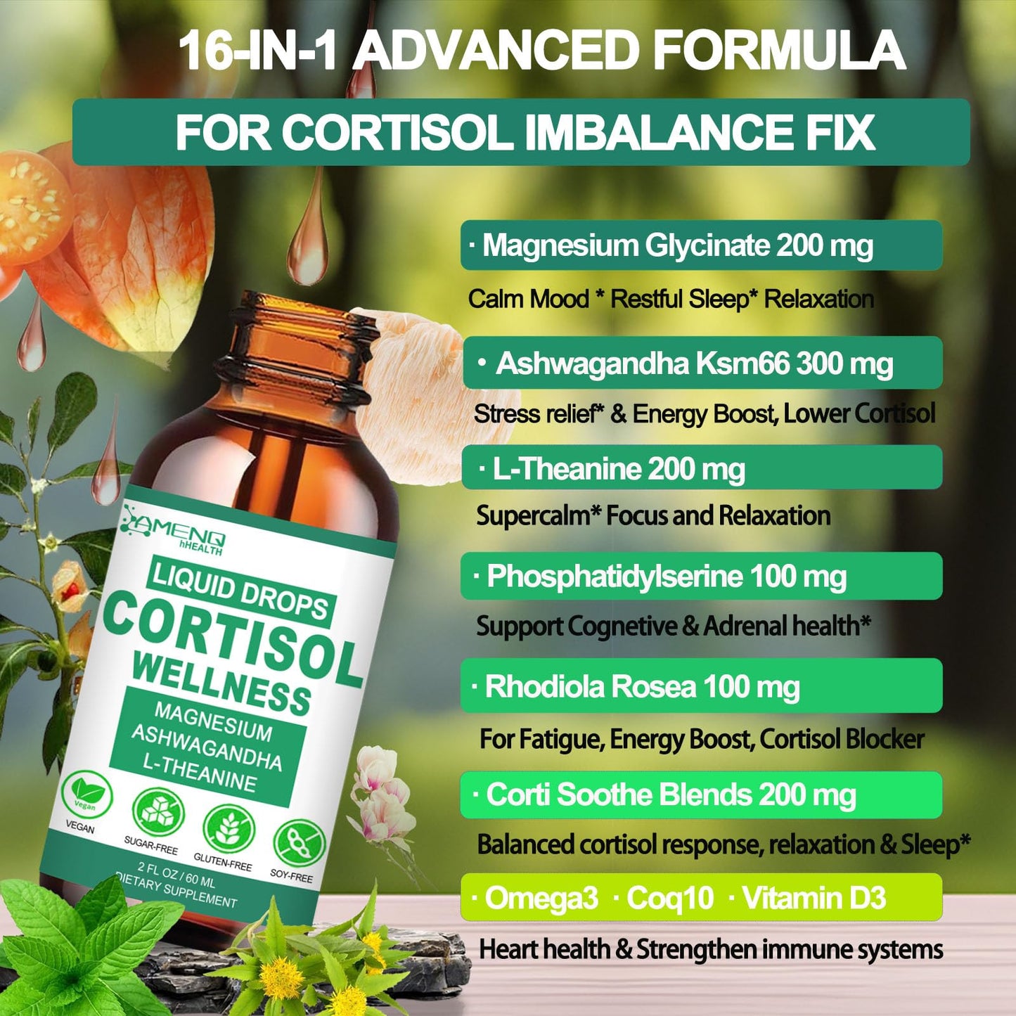 2 Pack Cortisol Supplements for Women & Men, 16-in-1 Cortisol Reducer Detox Manager w. Magnesium, Ksm-66 Ashwagandha, L-Theanine, Rhodiola, Phosphatidylserine for Lower Cortisol, Mood, Focus, Sleep