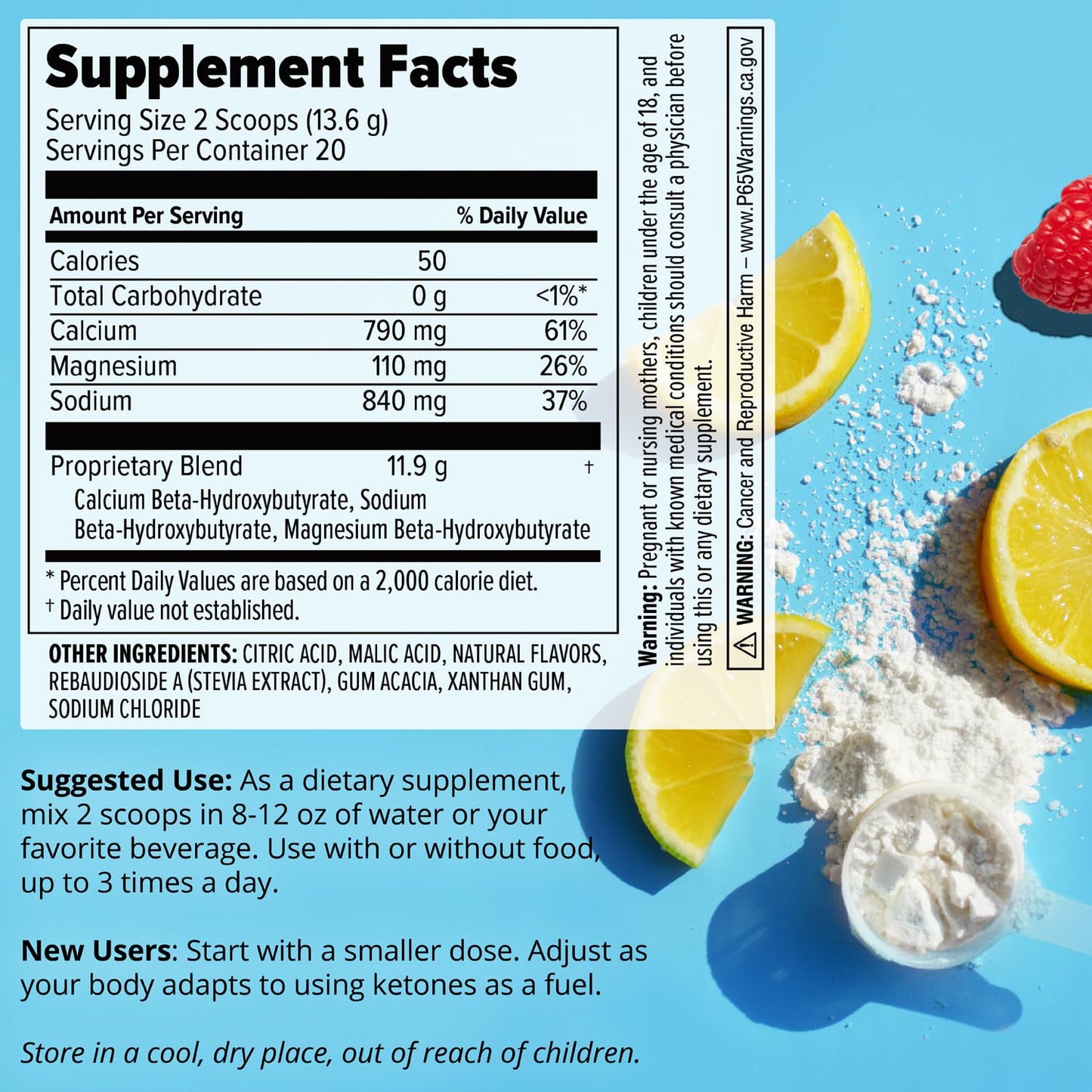 Dr. Boz - Keto BHB Powder - Raspberry Lemonade, 20 Servings - Ketones Drink - Increase Energy & Reduce Cravings - Max Strength Dietary Supplement - Quality Tested - Made in The USA - 9.6oz (272g)