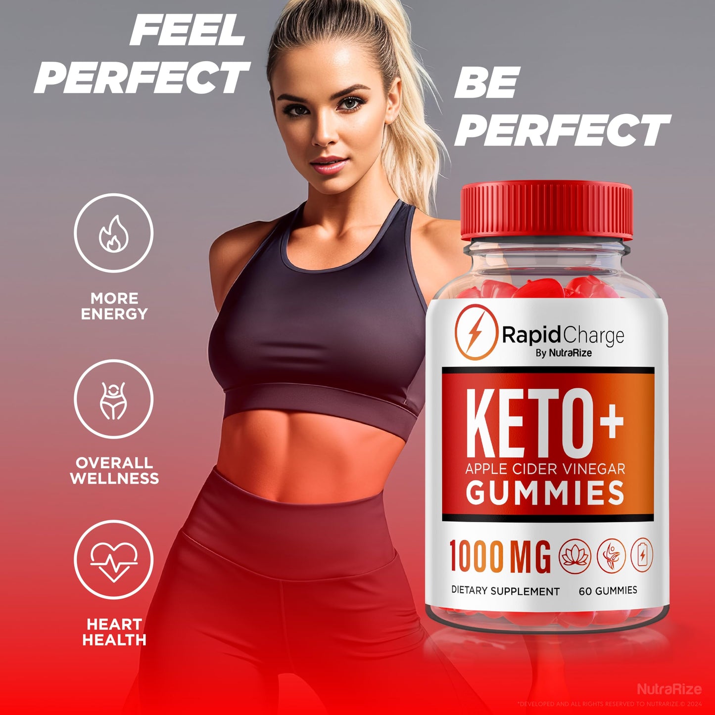 NutraRize (Pack of 2 Rapid Charge Keto + ACV Gummies to Support Overall Health, All Natural Apple Cider Vinegar, Keto Plus ACV Gummy Formula, Gomitas Review (120 Gummies)