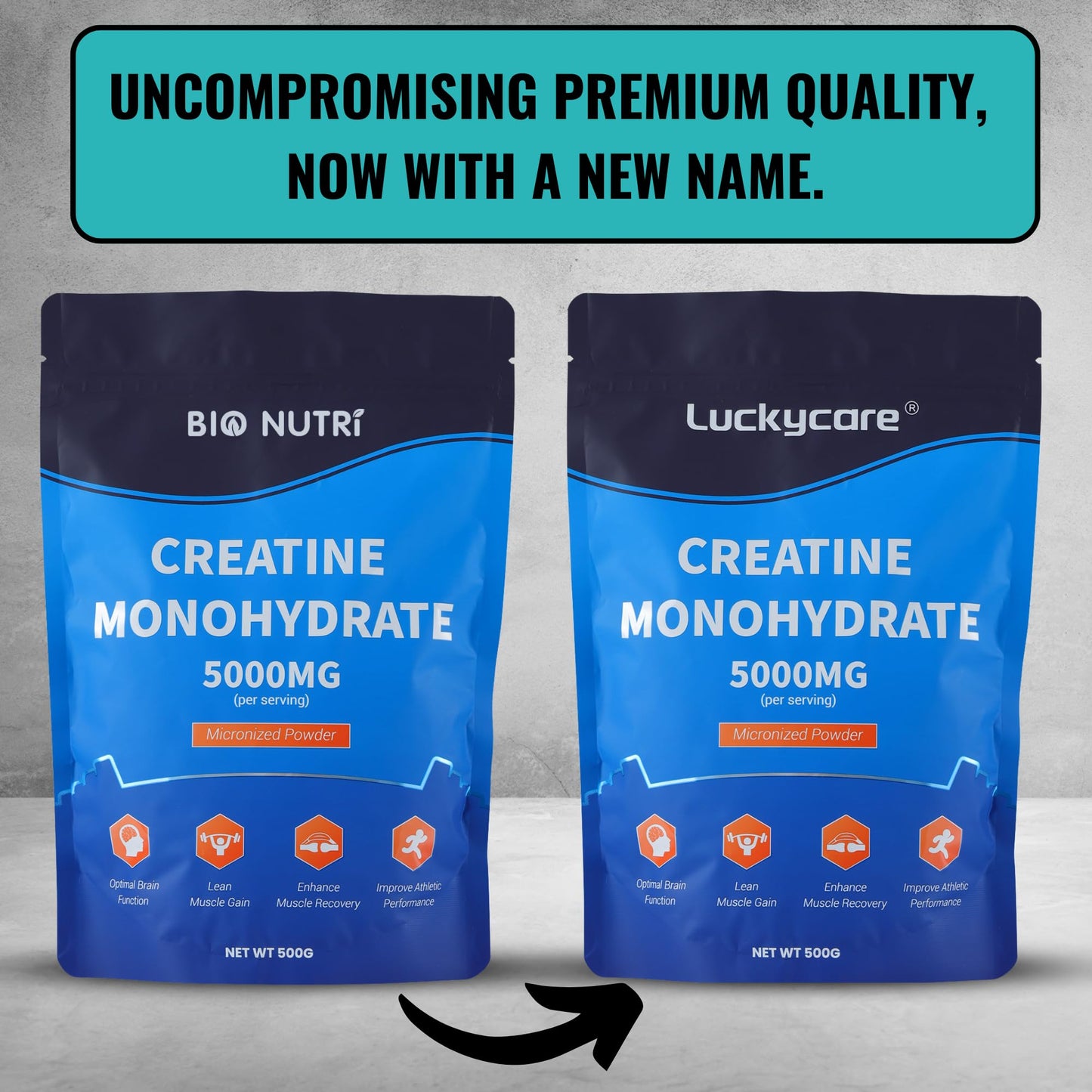 BIO NUTRI Creatine Monohydrate - 5000 mg Pure Micronized Creatine - Creatine Powder Support for Strength & Performance - 100 Servings, 500G