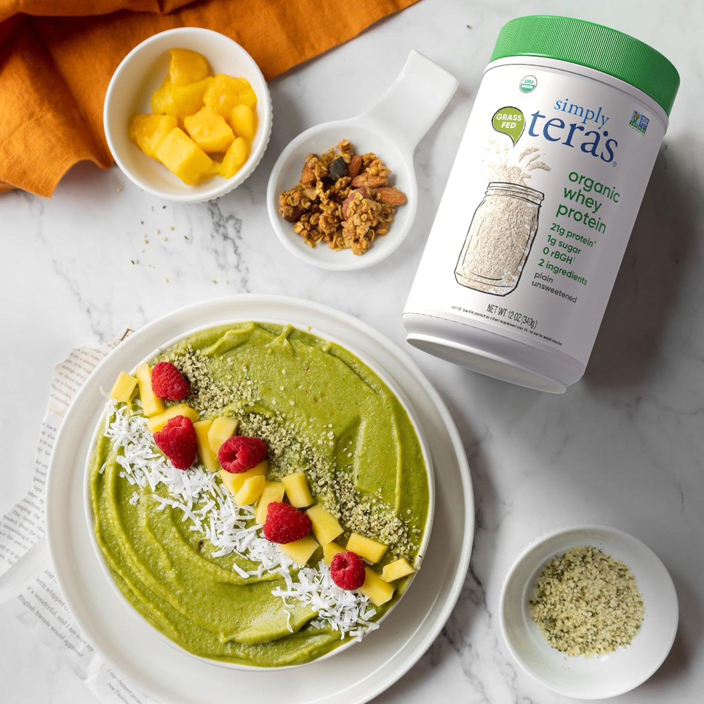 Simply Tera's Organic Whey Protein Powder - Grass Fed Whey Protein Powder Without Artificial Sweeteners, Unflavored Protein Powder, Non-GMO, Kosher, Gluten-Free - Plain Unsweetened 12 Oz