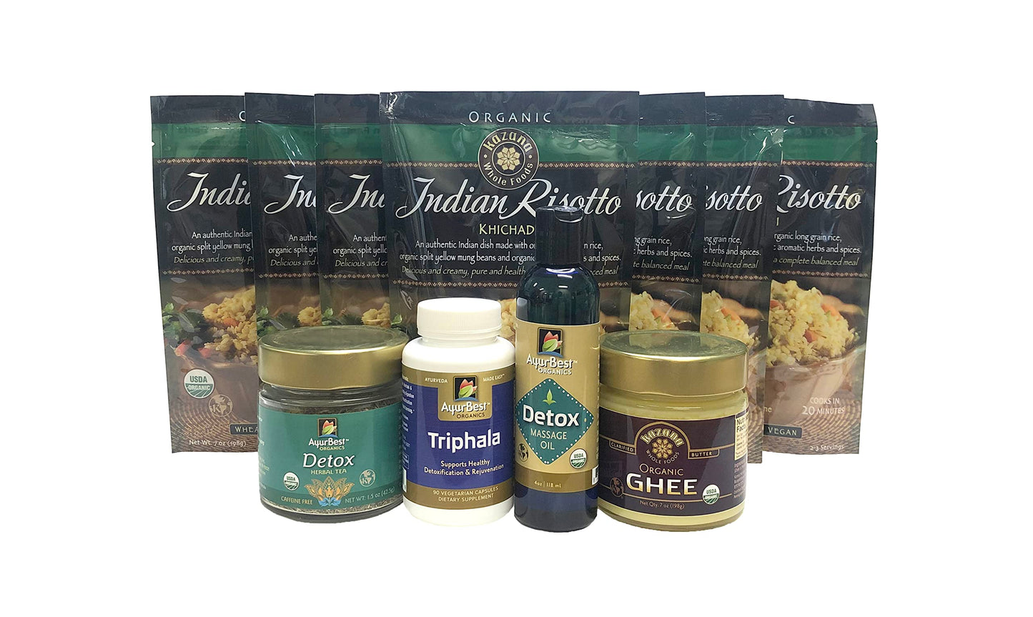 Kazana Whole Foods & AyurBest 'Satvik' Ayurvedic Cleanse Kit, USDA Certified Organic, Komal Herbals