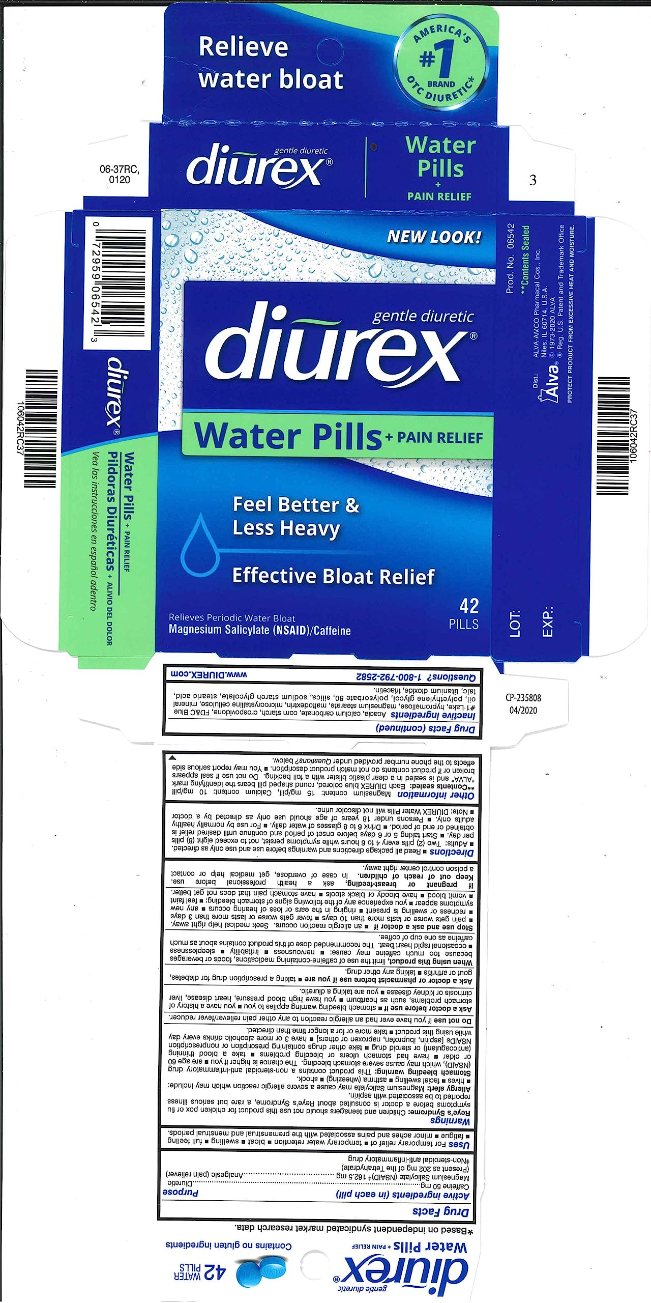 DIUREX WATER PILLS BOX OF 42