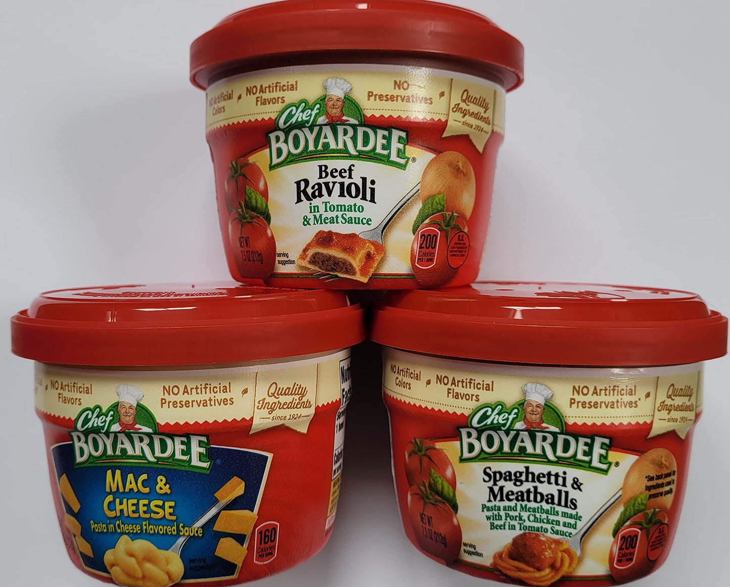 Chef Boyardee Microwavable Bowls VARIETY PACK Beef Ravioli Mac Cheese Spaghetti Meatballs 12 Pack 4 of Each Flavor 75 Ounce Bowls