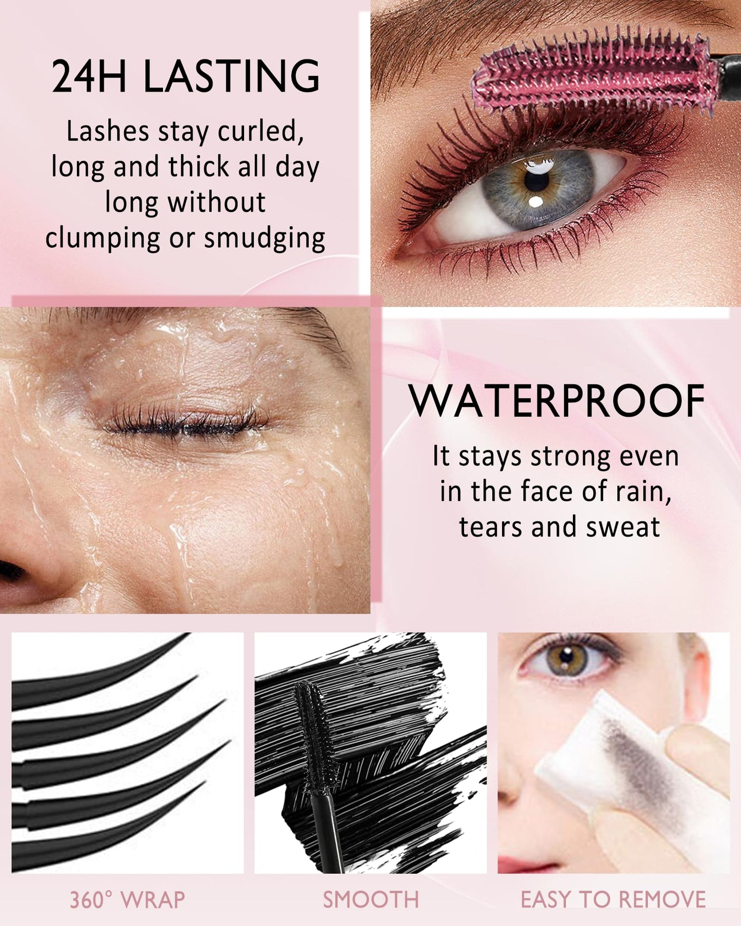 Brown+Burgundy Waterproof Mascara, Lash Extension Mascara with Dual-Sided Brush, Great for Lengthening and Volumizing Eyelashes, Colored Tube Máscara No Clumping, Long Wear, Smudge-Proof-E