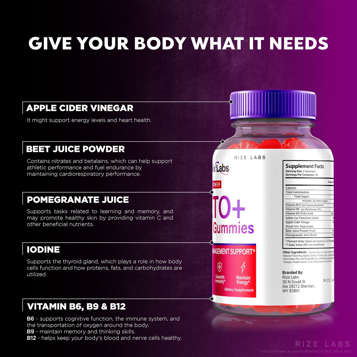 rize labs - - Metabolix Labs Keto Plus ACV Gummies - Weight Management Support Apple Cider Vinegar Supplement (180 Gummies)