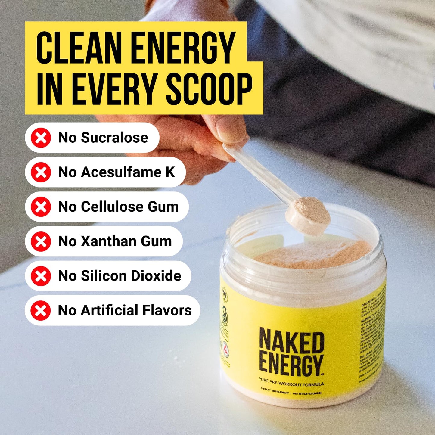 Naked Energy - Pure Pre Workout Powder for Men and Women, Vegan, Unflavored, Healthy Pre Workout - No Added Sweeteners, Colors Or Flavors - 50 Servings