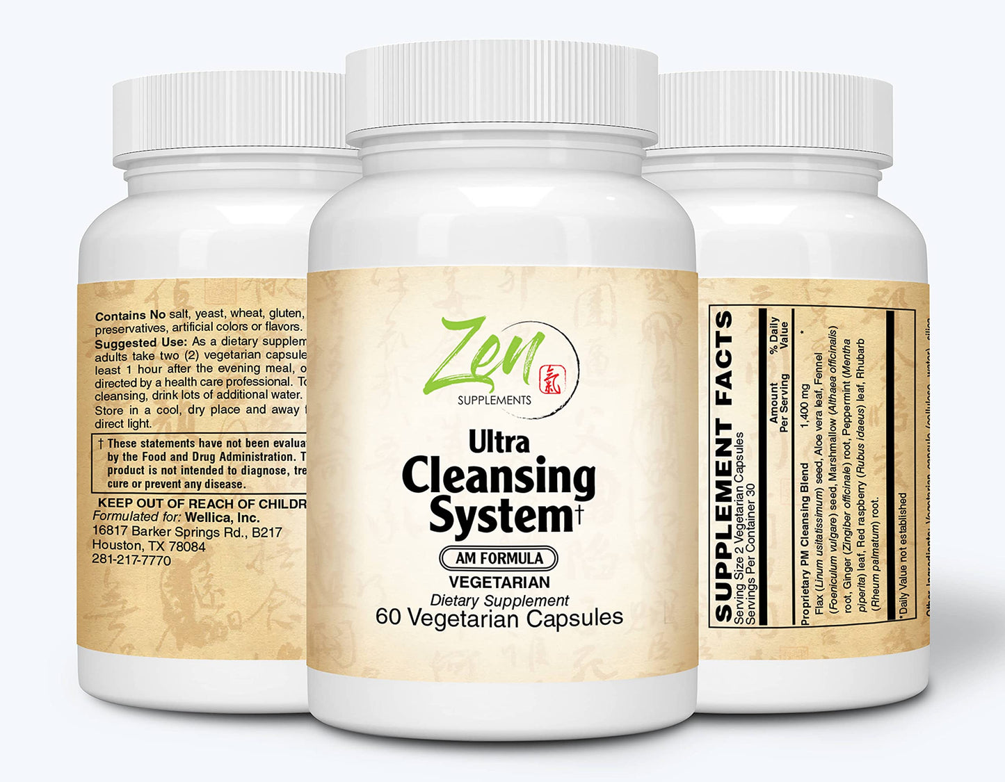 Zen Supplements Ultra Cleansing System Detox Kit - 100% Natural Herbal Blends - Maximum Full Body Detox to Support Liver & Colon - for Overall Health & Wellness - AM/PM 30 Day Systems Detox Cleanse