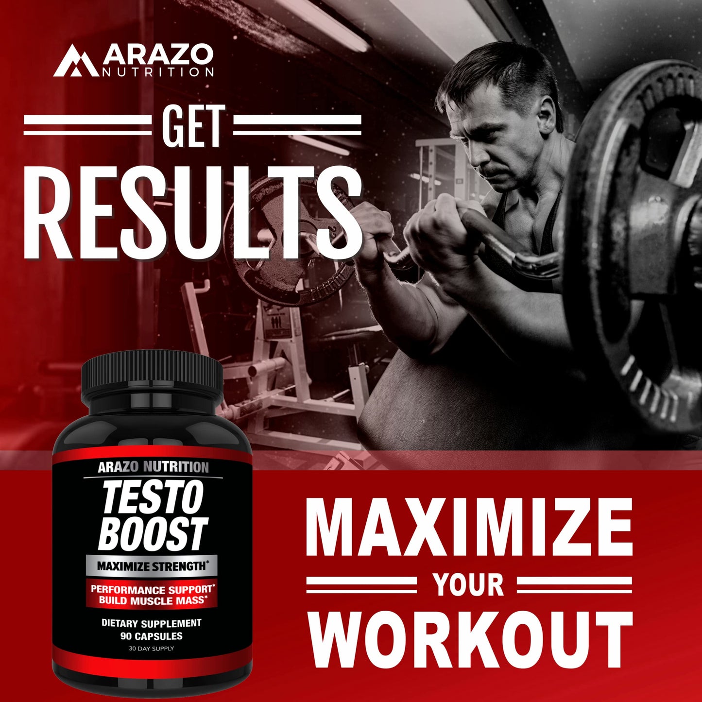 Arazo Nutrition TestoBoost Test Booster Supplement - Potent & Natural Herbal Pills - Boost Muscle Growth - Tribulus, Epimedium, Hawthorn, Zinc, Minerals