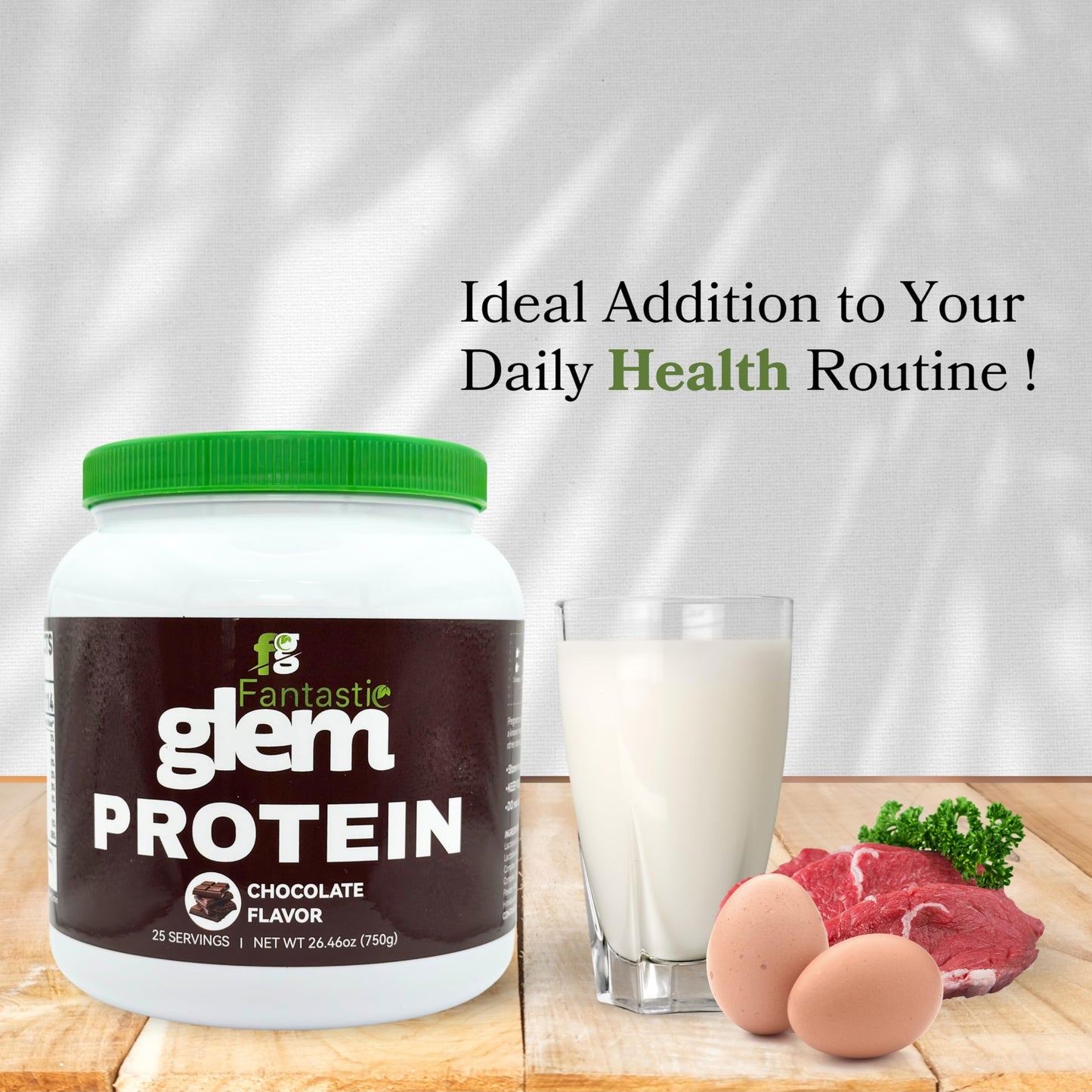 Fantastic Glem Chocolate Protein Powder - Support Muscle Growth, Recovery, and Sustained Energy - GMO, Soy Gluten and Sugar Free, 20g of Protein per Serving - 25 Servings, 750g