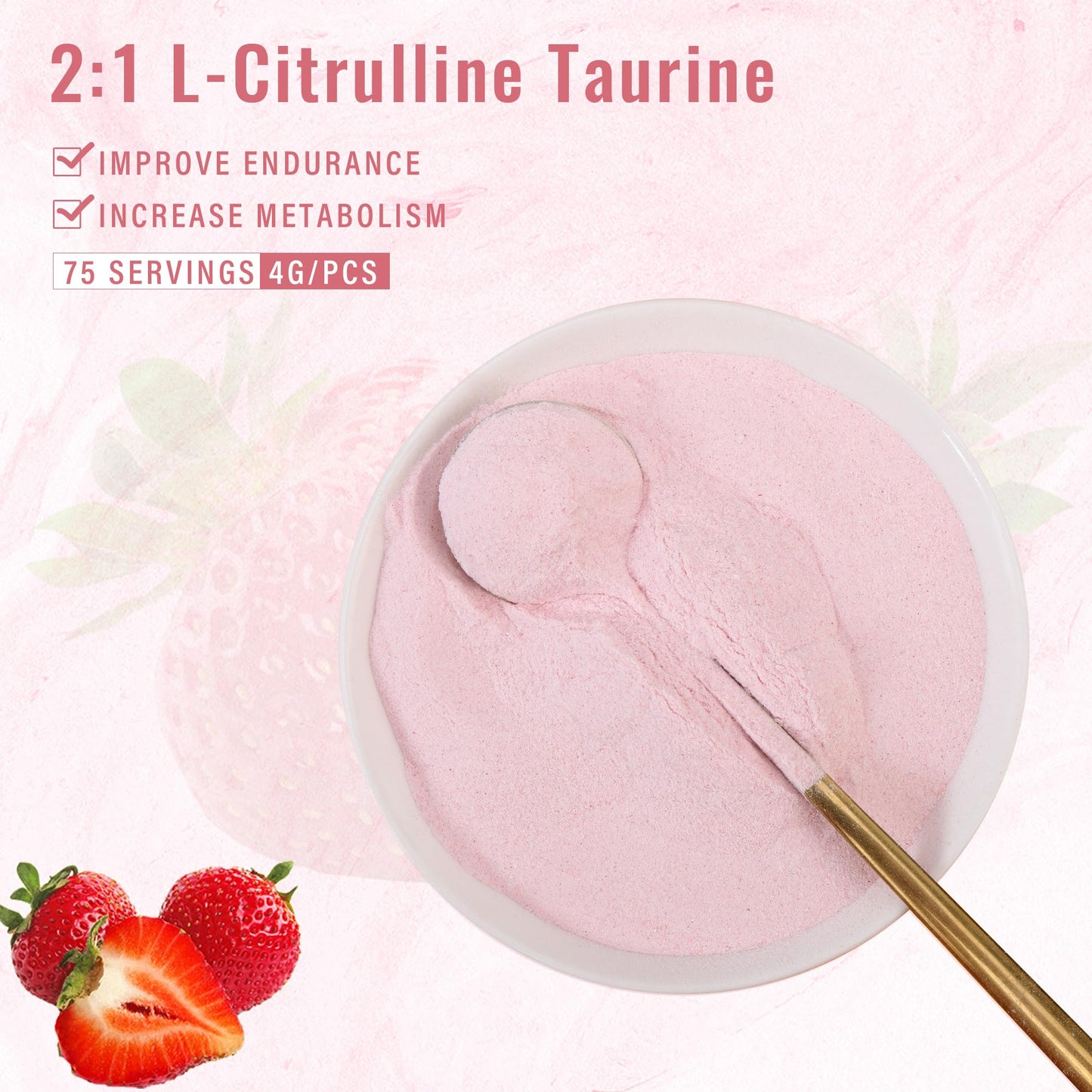 SEDDS Strawberry-Flavored L-Citrulline Taurine 2:1, L Citrulline Powder, Unflavored Vegan Taurine Powder, Pre-Workout Sports Nutrition for Men and Women,1 Pound of Powder Each Can