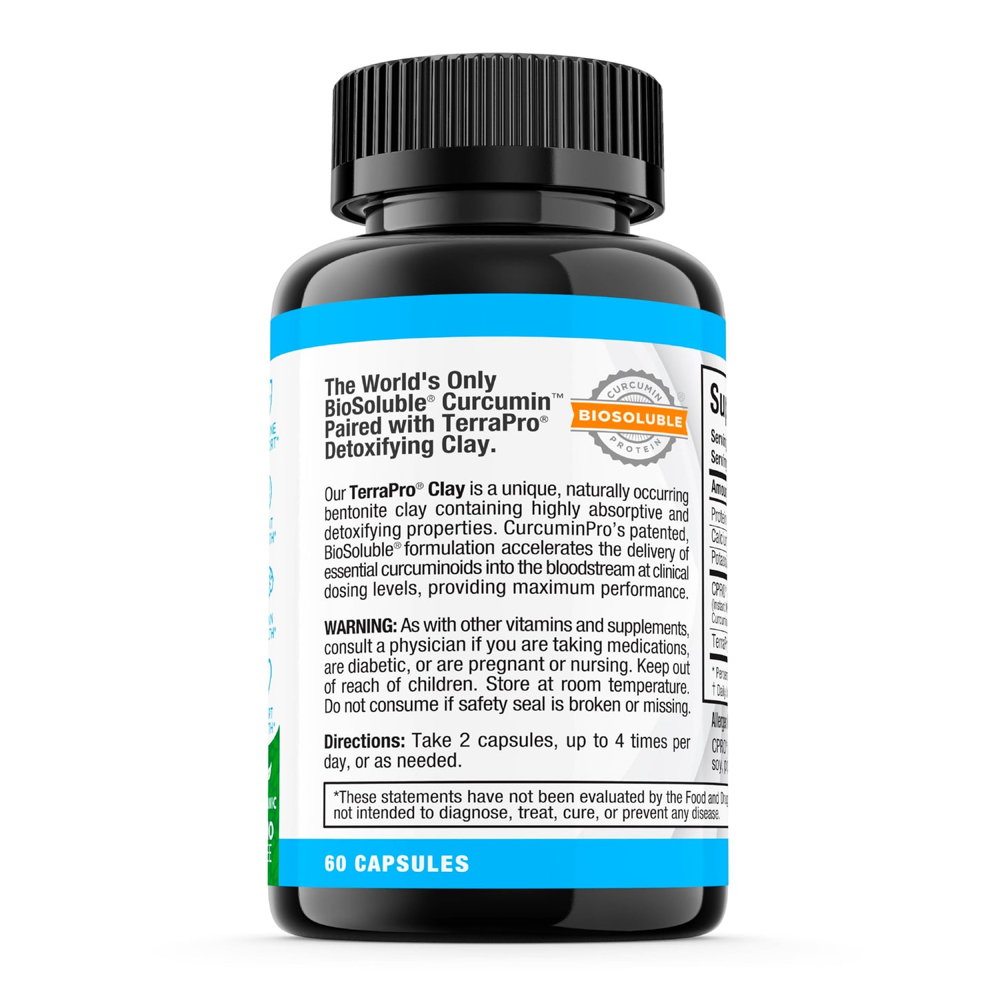 curcuminpro Detox Capsules | Organic Turmeric Supplement with BioSoluble Whey Protein & Natural Bentonite Clay | High Absorption Curcumin Blend for Gut and Heart Wellness | 60 Count
