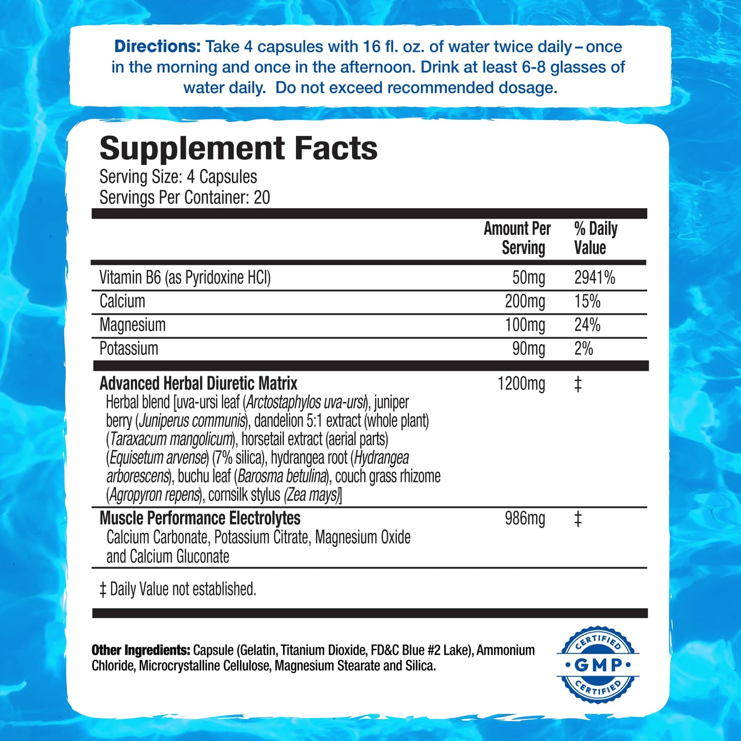 MHP Xpel Maximum Strength Diuretic Water Pills, for Water Retention Relief, Caffeine-Free with Vitamin B-6 Potassium Dandelion Root, 80 Capsules