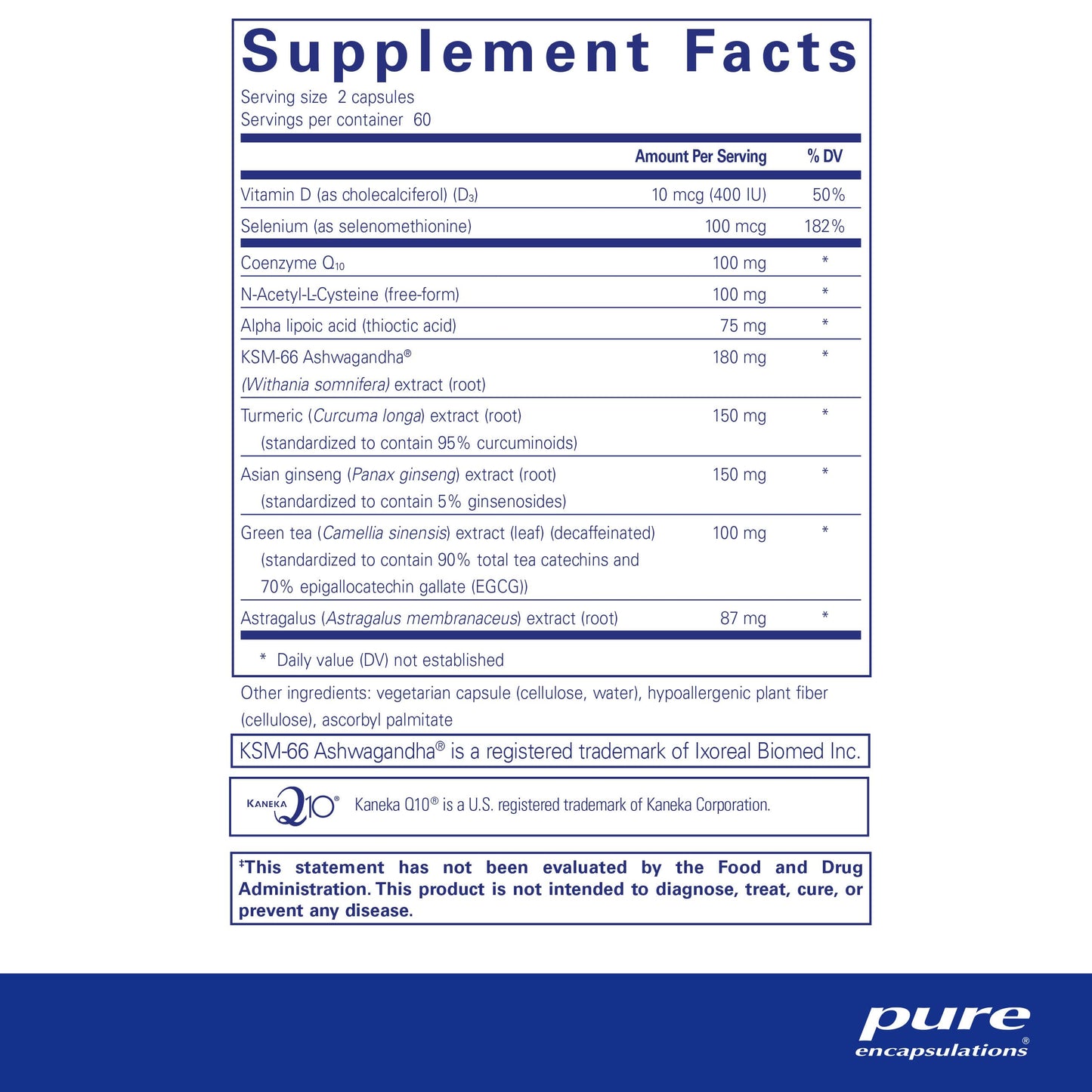 Pure Encapsulations PureCell | Advanced Antioxidant and Adaptogen Cellular Health Formula | 120 Capsules