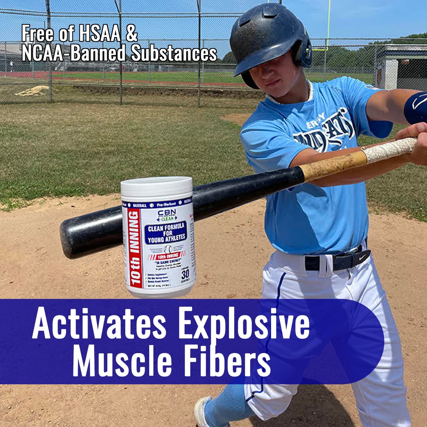 College Bound Nutrition Youth Baseball & Softball in-Game Energy 10th Inning | Vitamins, Electrolytes, Amino Acids for Explosiveness, Stim-Free (30 Servings)