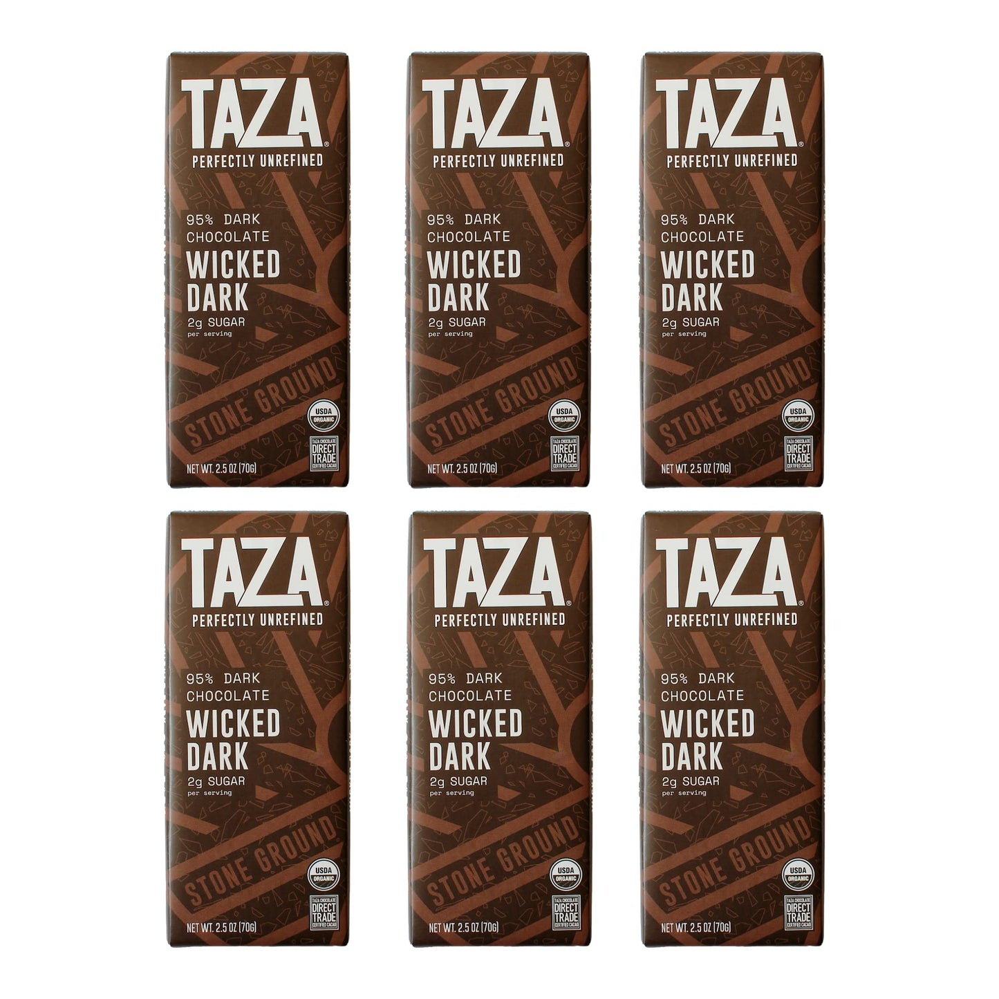 Taza Chocolate Organic Amaze Bar 95 Stone Ground Wicked Dark 25 Ounce 6 Count Vegan