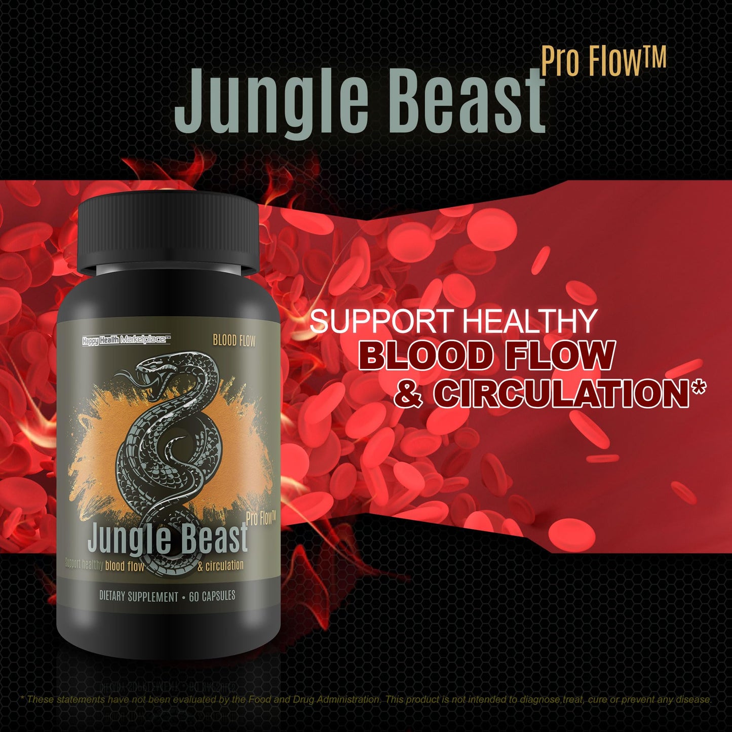 Jungle Beast Pro Flow - Our Best Blood Flow Jungle Beast Pro Supplement for Healthy Circulation - Healthy Circulation Support for Enhanced Nutrient Delivery - Blood Circulation Supplements Bloodflow