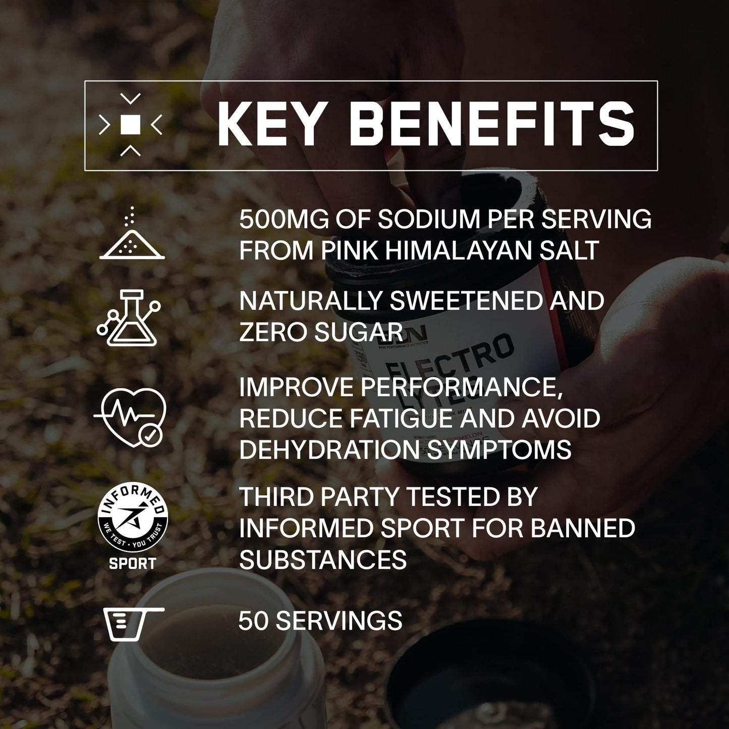 BARE PERFORMANCE NUTRITION BPN Electrolytes Hydration Drink Mix | Sugar Free Electrolyte Powder | 500mg Sodium per serving | Naturally Sweetened | Strawberry, 50 Servings