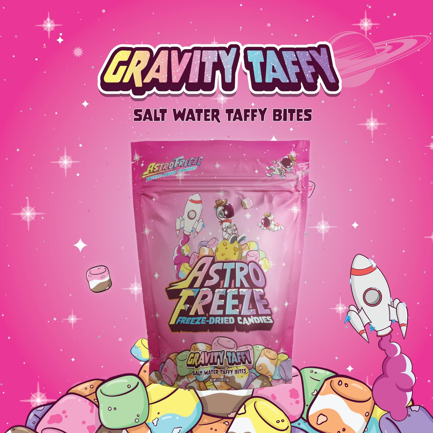Premium Freeze Dried Salt Water Taffy 20oz Gravity Taffy Freeze Dried Candy 14 Delicious Flavors Random Mix of Freeze Dried Taffy Candies for All Ages