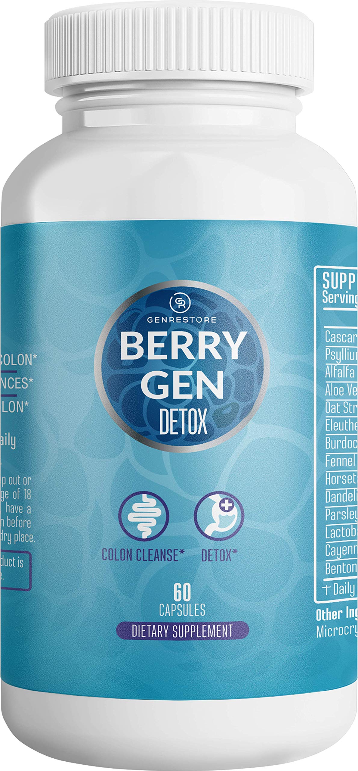Berry Gen: Detox Herbal Supplement with Probiotics, Aloe Vera, Psyllium Husk, and Parsley - 60 Capsules - Natural Formula - Supports Digestive System - Made in The USA
