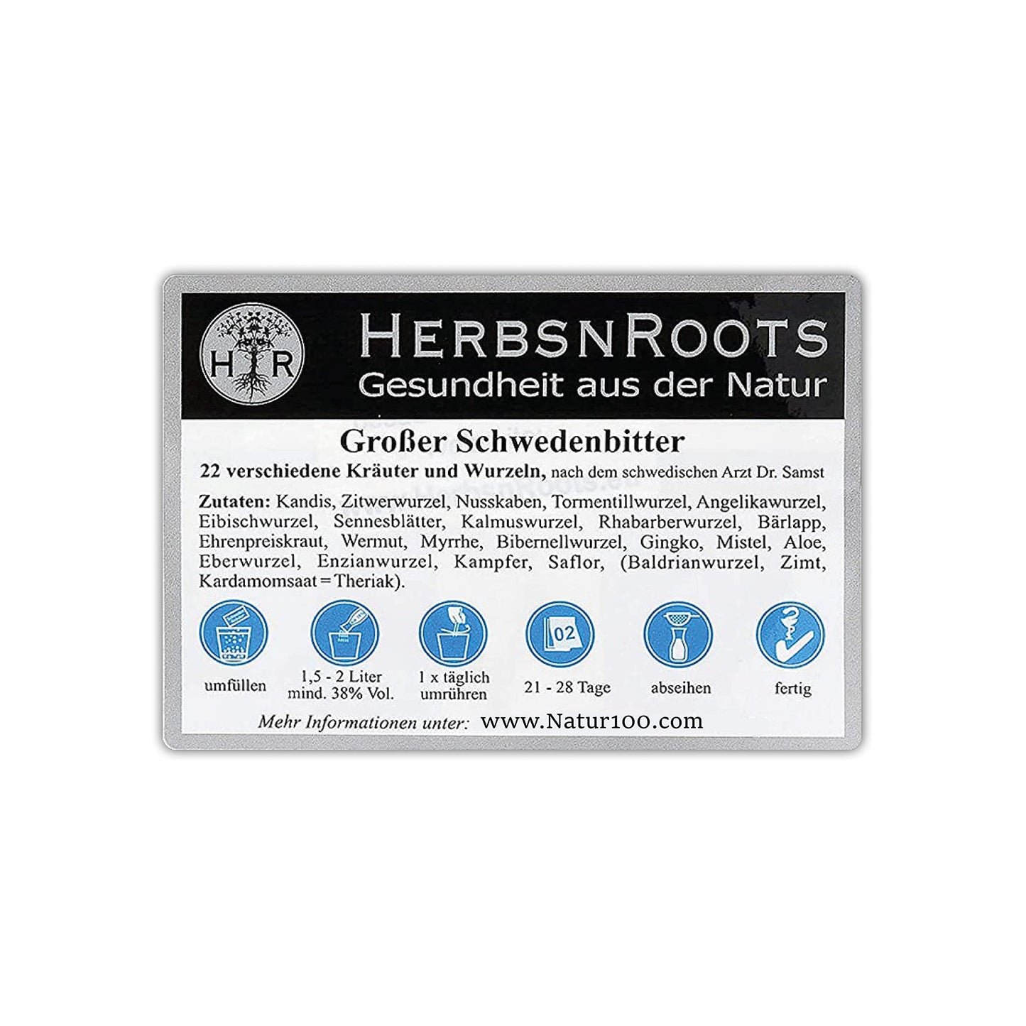 Original Zwerenz Swedish Bitters Made in Germany 22 Ingredients 210 gr