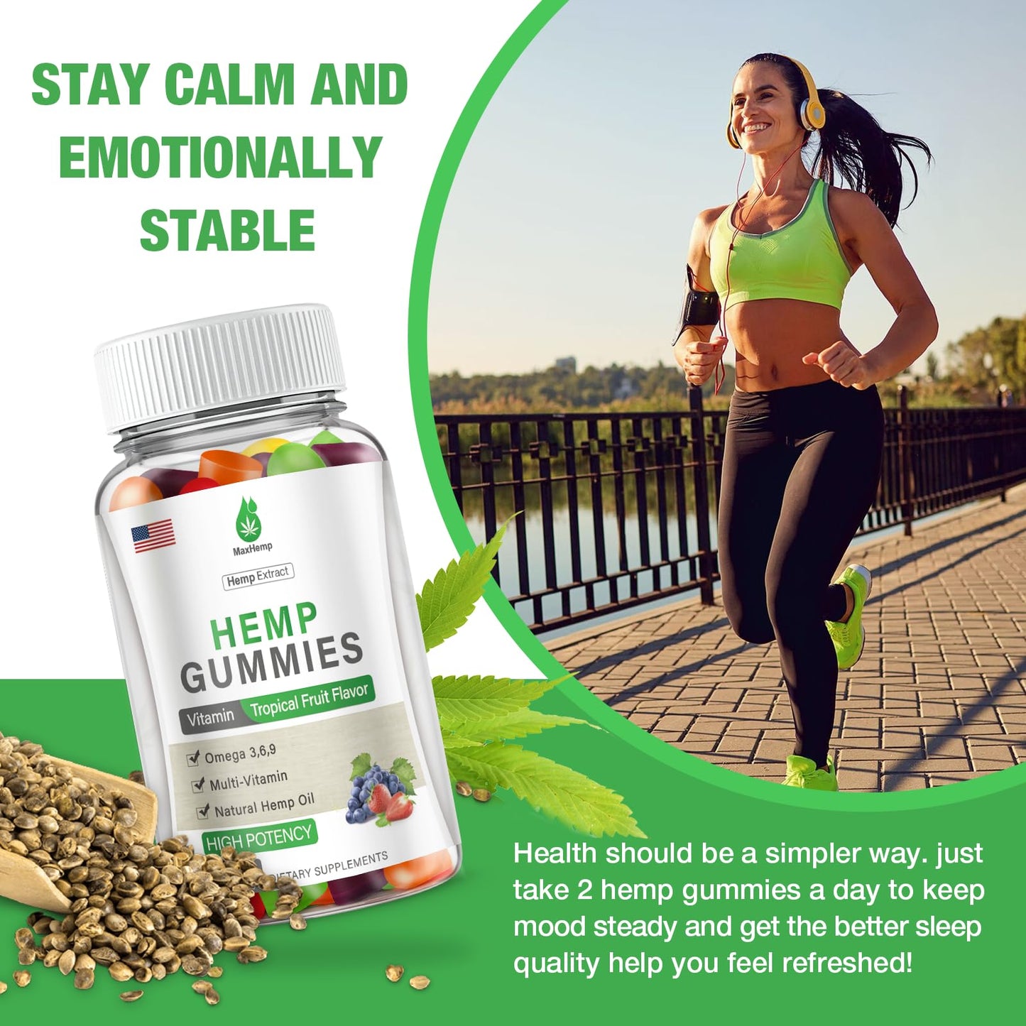 4 Pack Organic Hemp Gummies Extra Strengthen High Potency with Pure Hemp Oil Extract Vegan Edible Bear Candy