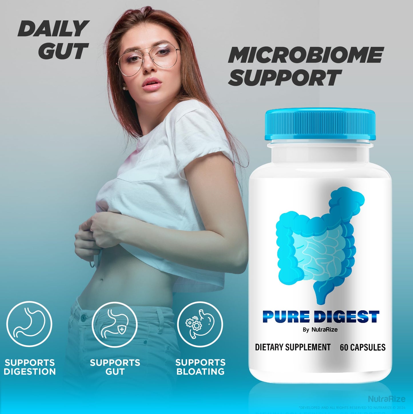 (2 Pack) Pure Digest Capsules, All Natural Pure Formula to Support Gut and Digestive Health, Pure Digest Pills for Overall Well-Being, Official PureDigest Pastillas Reviews (120 Capsules)