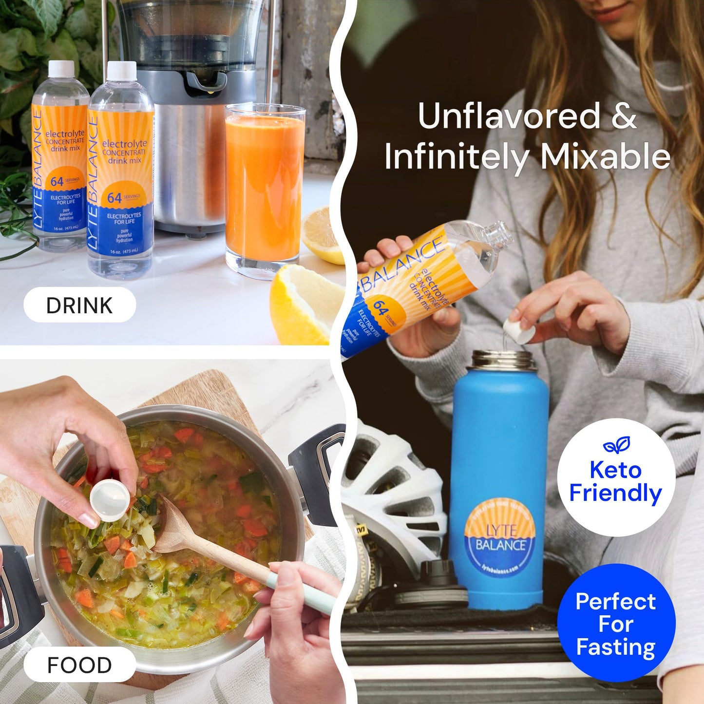LYTE BALANCE Electrolye Concentrate | Liquid Electrolytes Drink Mix w/Sodium, Potassium & Magnesium | Daily Hydration, Muscle Recovery, Immune Support, Rehydration | Keto, No Sugar (64 Servings)