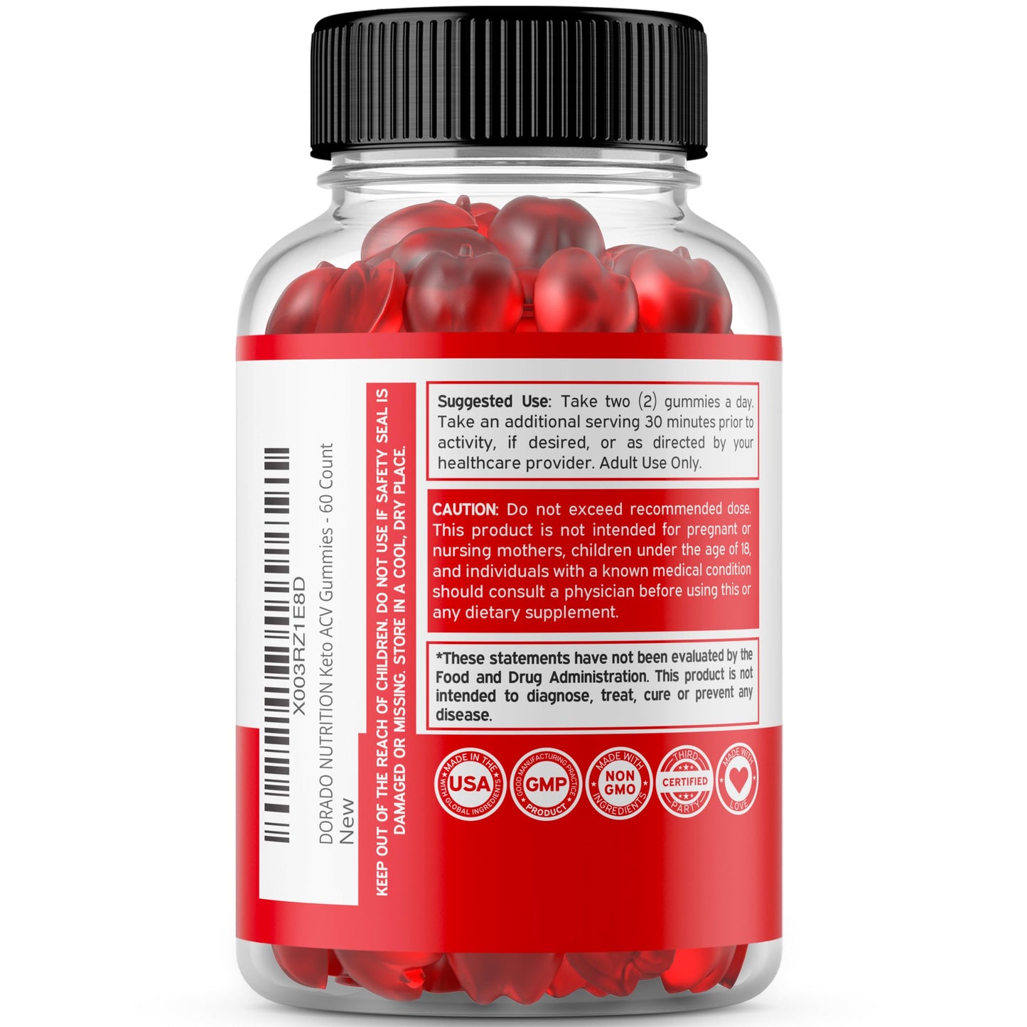 Keto ACV Gummies Advanced Weight Loss - 1000mg Keto Gummies (ACV for Weight Loss and Belly Fat) Fat Burning - Delicious Apple Flavor - Non-GMO, Vegan, Third Party Tested - USA Made (60 Count)