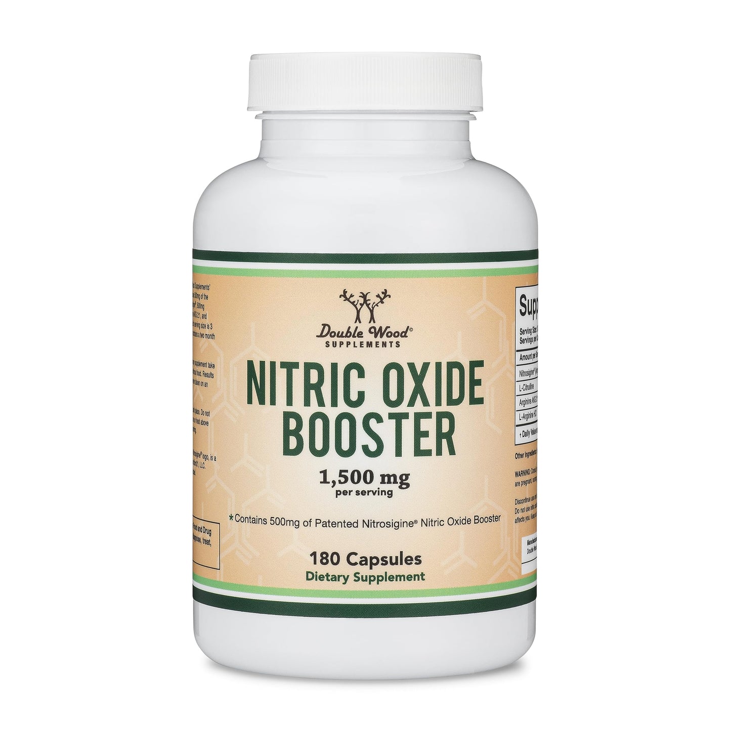 Nitric Oxide Supplement (Stim Free Pre Workout) - Nitric Oxide Booster with Nitrosigine, L Arginine, and L Citrulline (Clinically Studied to Boost No2 Nitric Oxide Flow) 180 Capsules by Double Wood