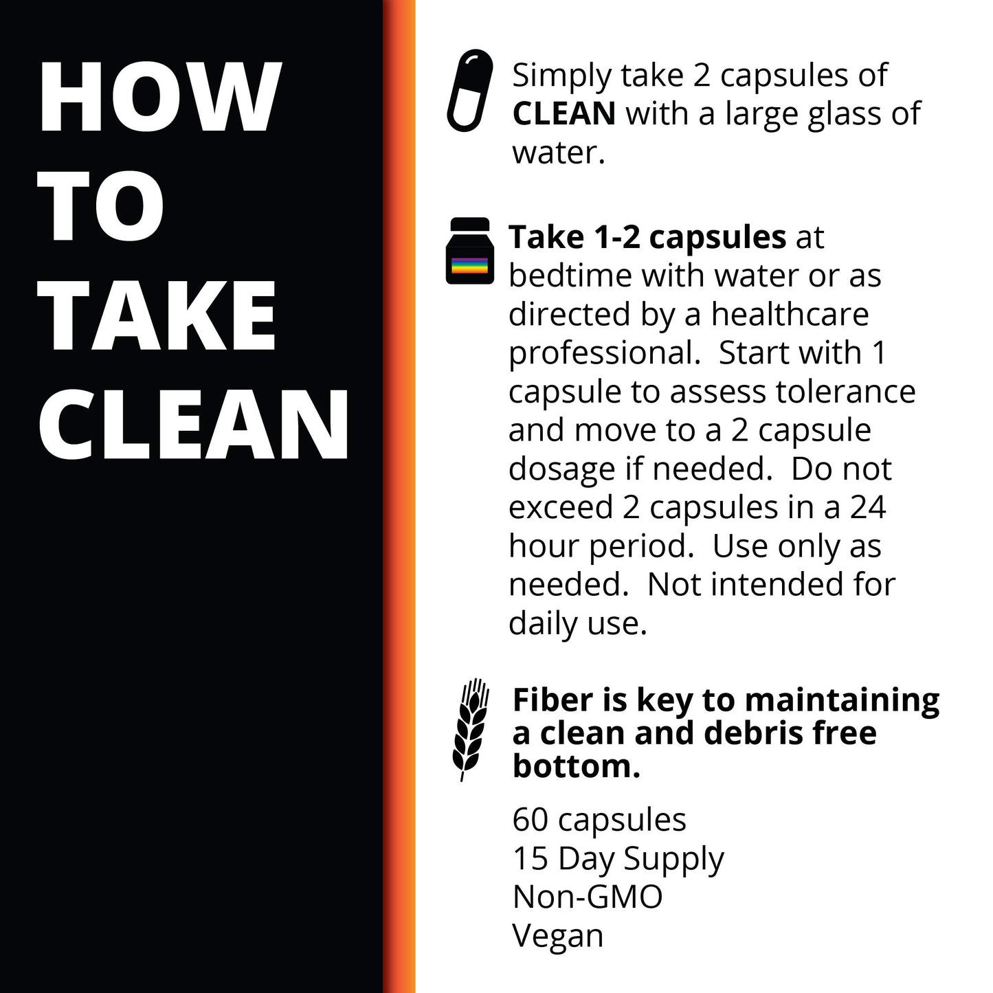Re+Gen Nutrition Fiber Supplement | Gut Cleanse, Stool Softeners for Men, Digestive Health Support for Adults, Bloating Relief for Men, Constipation and Gut Health, Helps Cleanse Body, 60 Capsules