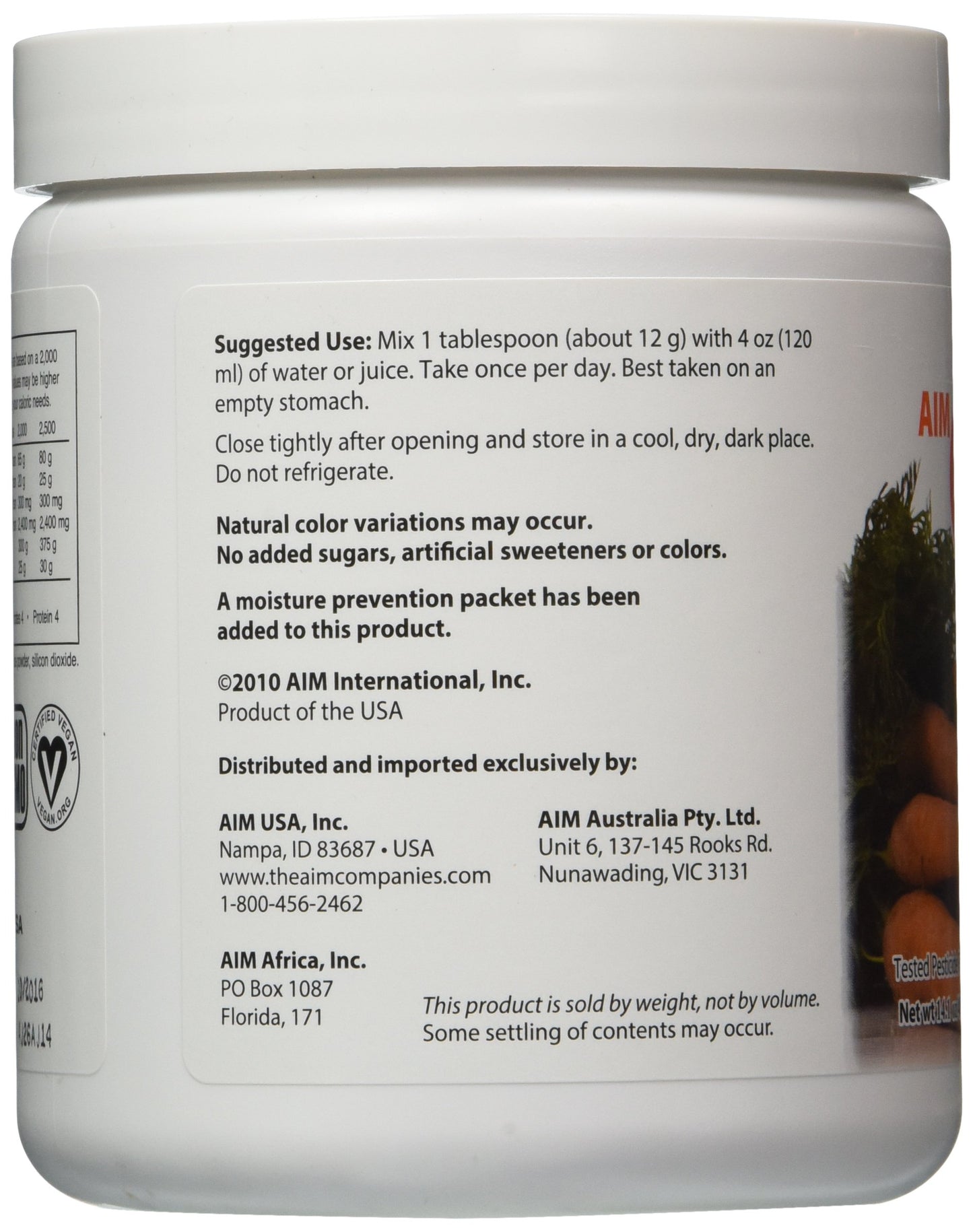 AIM Just Carrots for great carrot juice net wt141oz400g