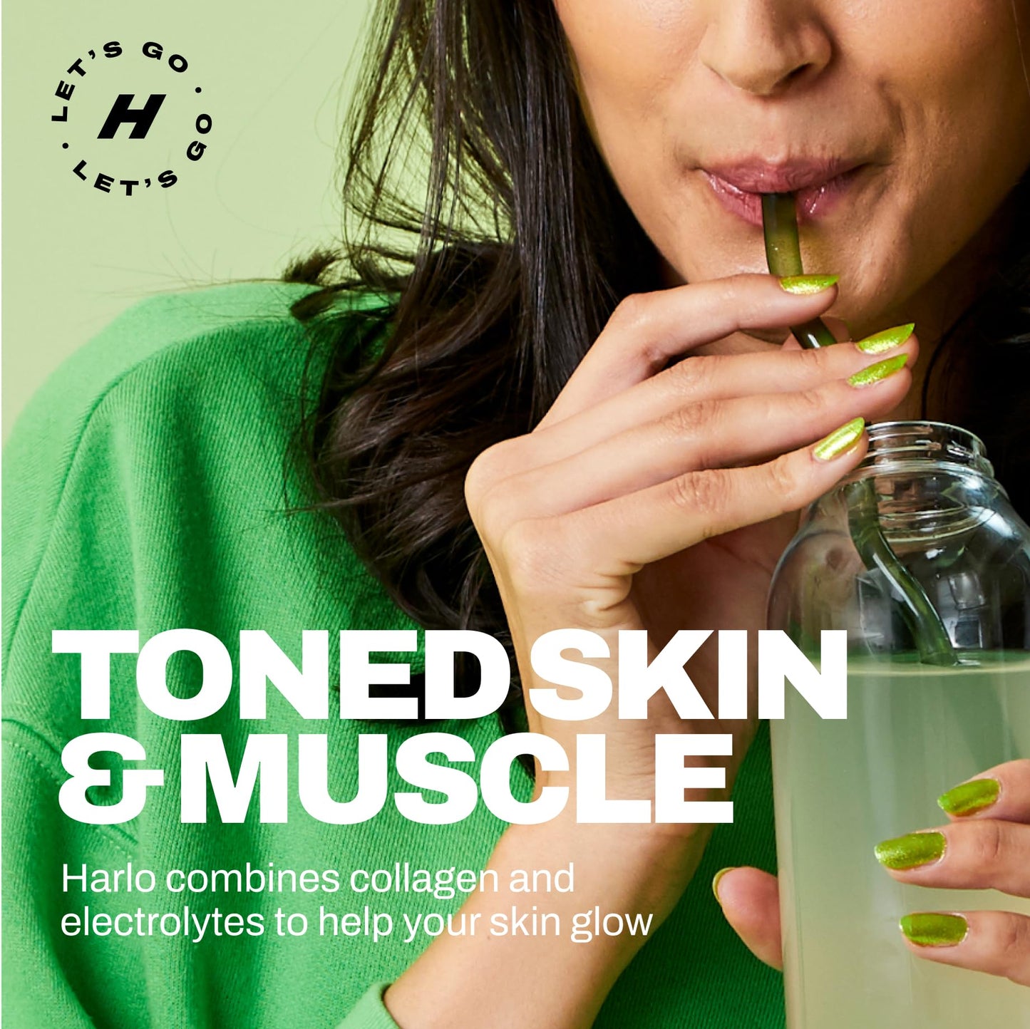 Harlo - Collagen & Creatine Electrolyte Drink Mix - Grapefruit Salt Flavor - Hydrating Pre & Post Workout Powder - Supports Skin, Joints & Muscle Recovery - Sugar-Free Energy Boost