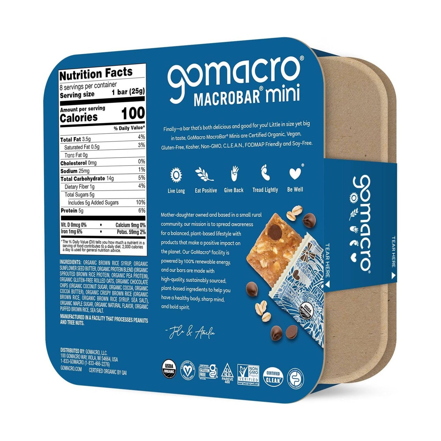 GOMACRO Organic Oatmeal Choc Chip Macrobar Minis 8 Count 72 OZ