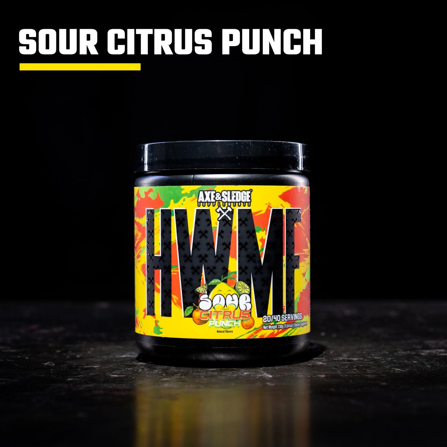 Axe & Sledge HWMF Pre-Workout Powder - 20/40 Servings - Caffeine, L-Citrulline, Betaine (20/40 Servings, Sour Citrus Punch)