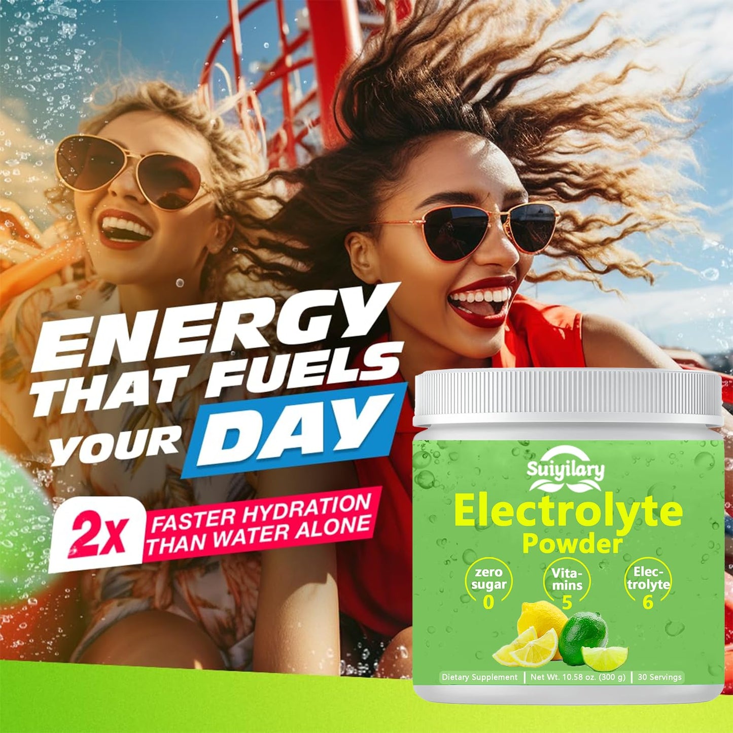 Electrolytes Powder No Sugar, Electrolyte Drink Mix, 5 Vitamins & 6 Electrolytes, Keto Friendly, Potassium & Salt, Sugar Free Hydration Powder, Lemon Flavour 300g