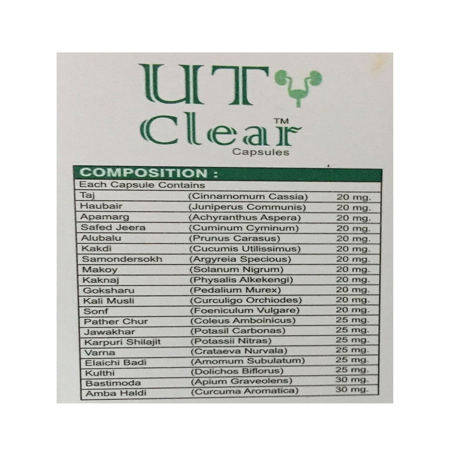 Ayurved Research Foundation UT Clear Capsule Best Product for Kidney Cleansing to Detoxify Kidneys 4 Packs of 50 Capsules