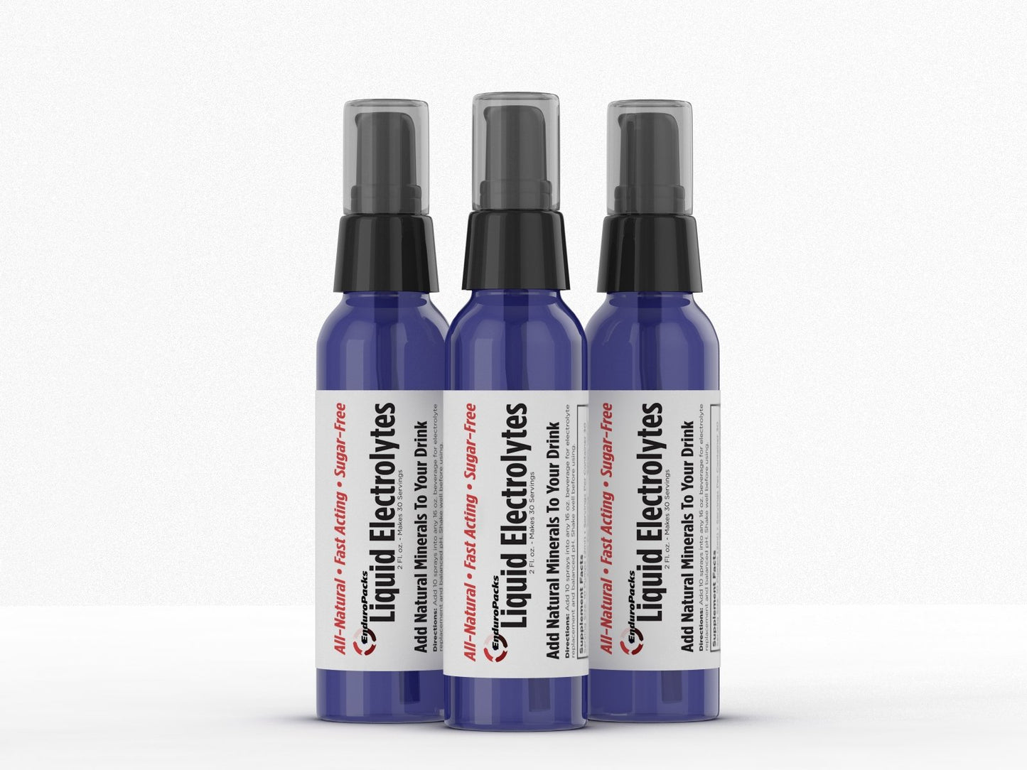 EnduroPacks All-Natural Liquid Electrolytes - Sugar-Free | Zero Calories - 3 Pack (90 Servings)