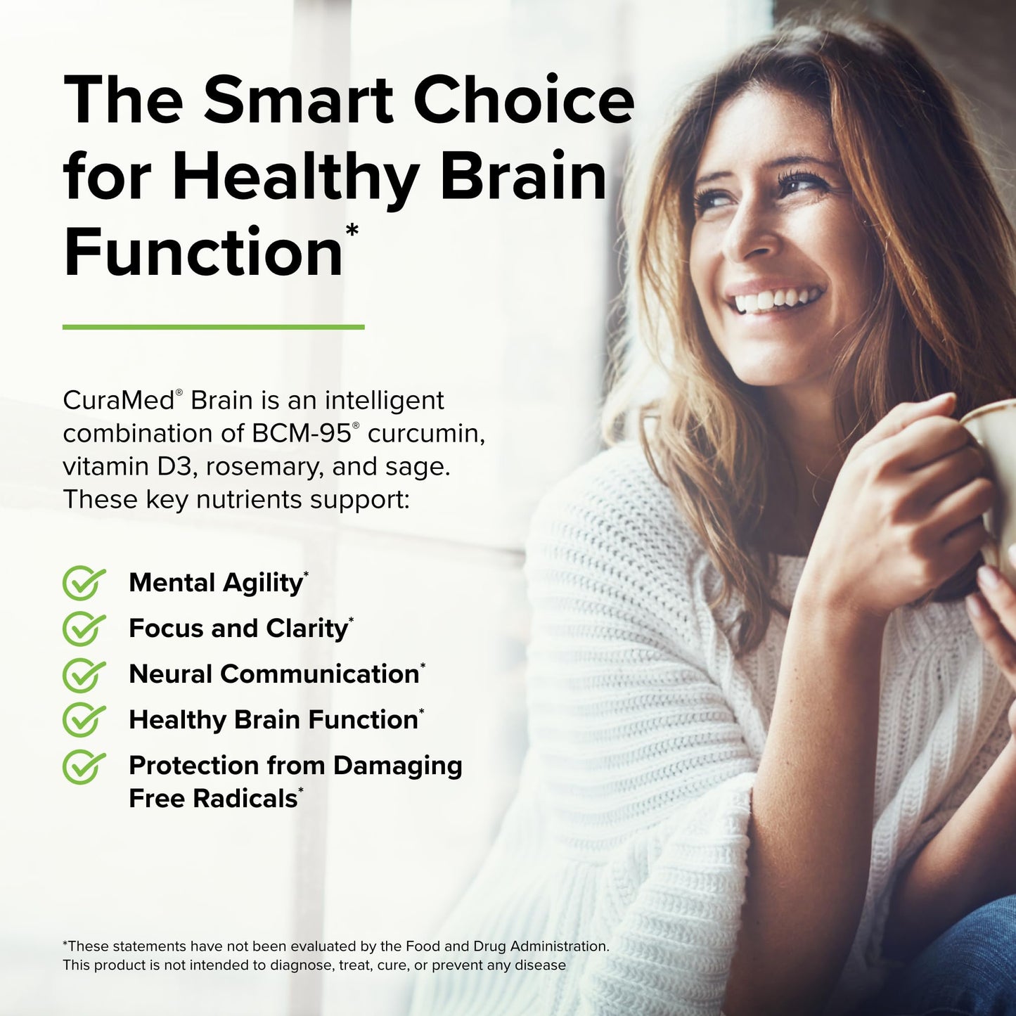 Terry Naturally CuraMed Brain - 60 Softgels - with BCM-95 Curcumin, Vitamin D3, Rosemary & Sage - Non-GMO, Gluten Free - 30 Servings